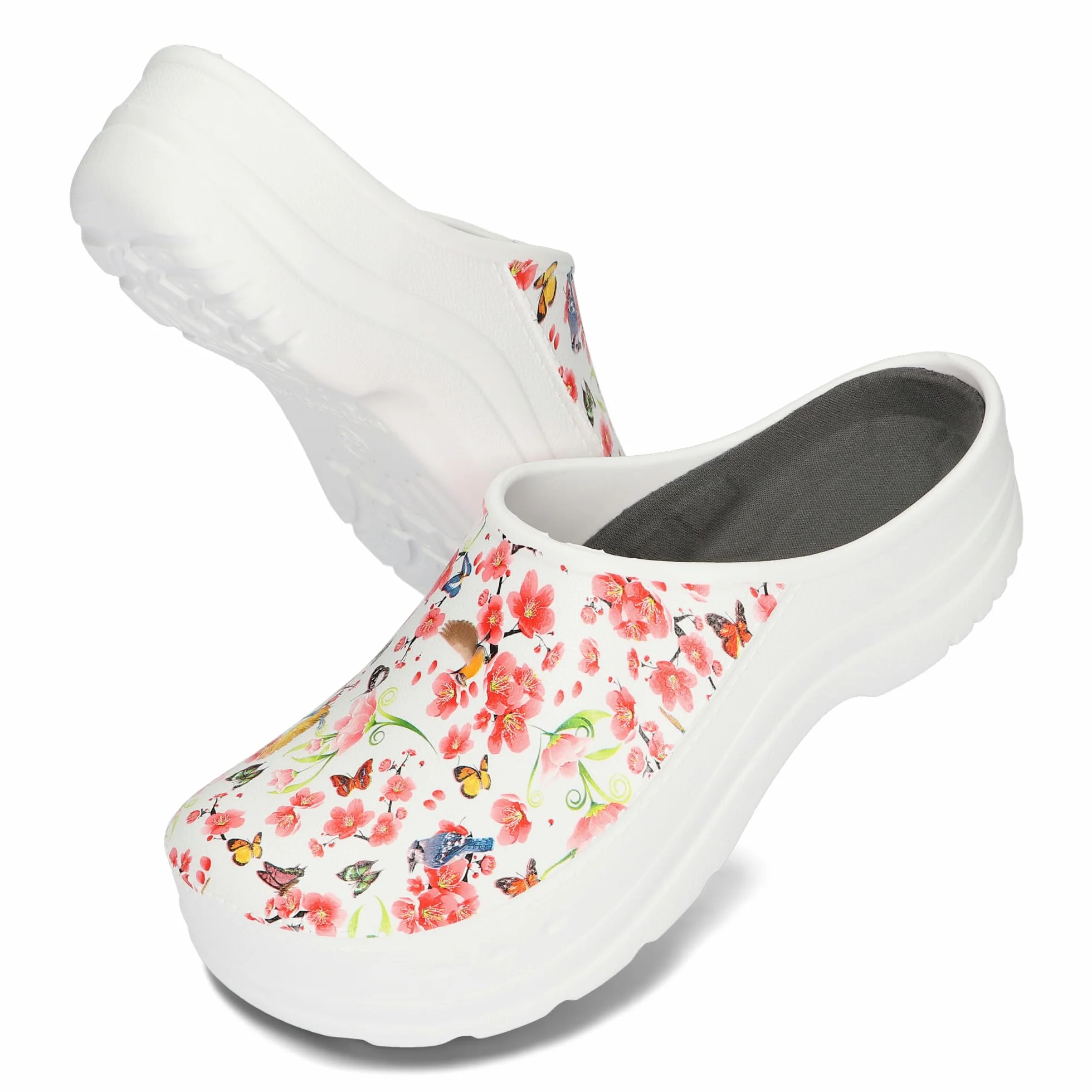BeComfy Damskie i Męskie Chodaki Piankowe Bardzo Lekkie Klapki Unisex Zakryte Moro lub Kwiatki 36-46 EU