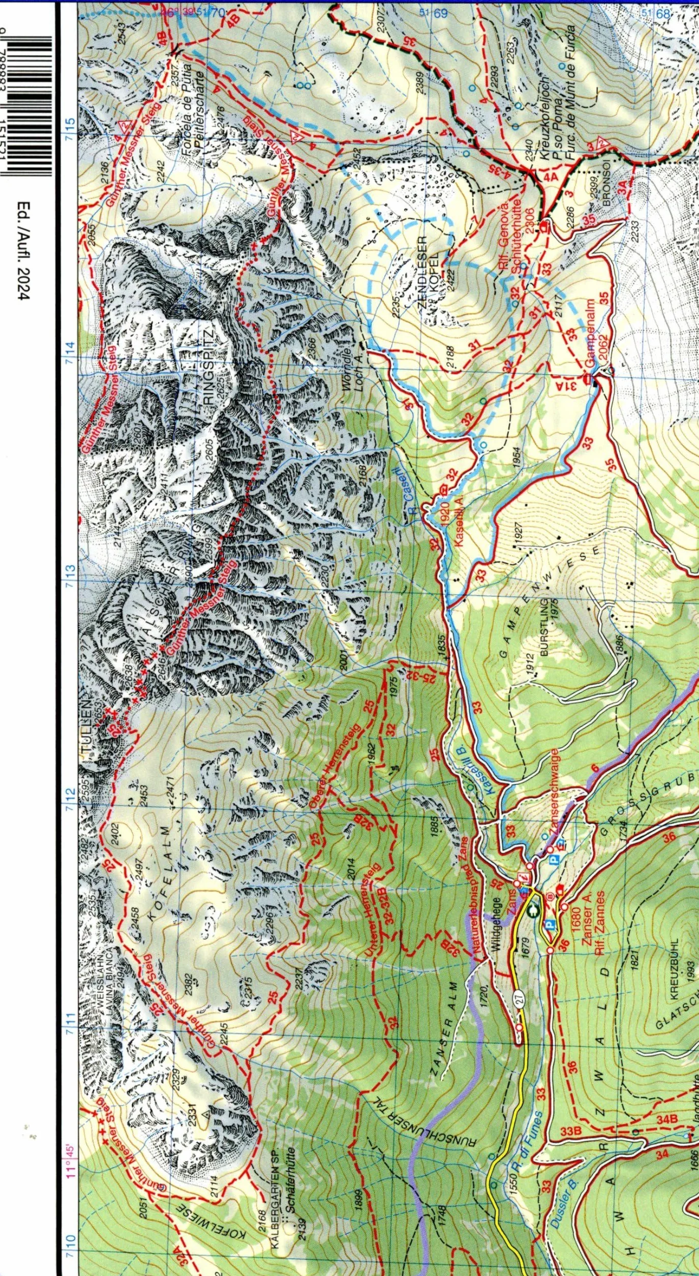 Val Gardena. Alpe di Siusi. Gröden. Seiseralm. Carta topografica in scala 1:25.000: 05