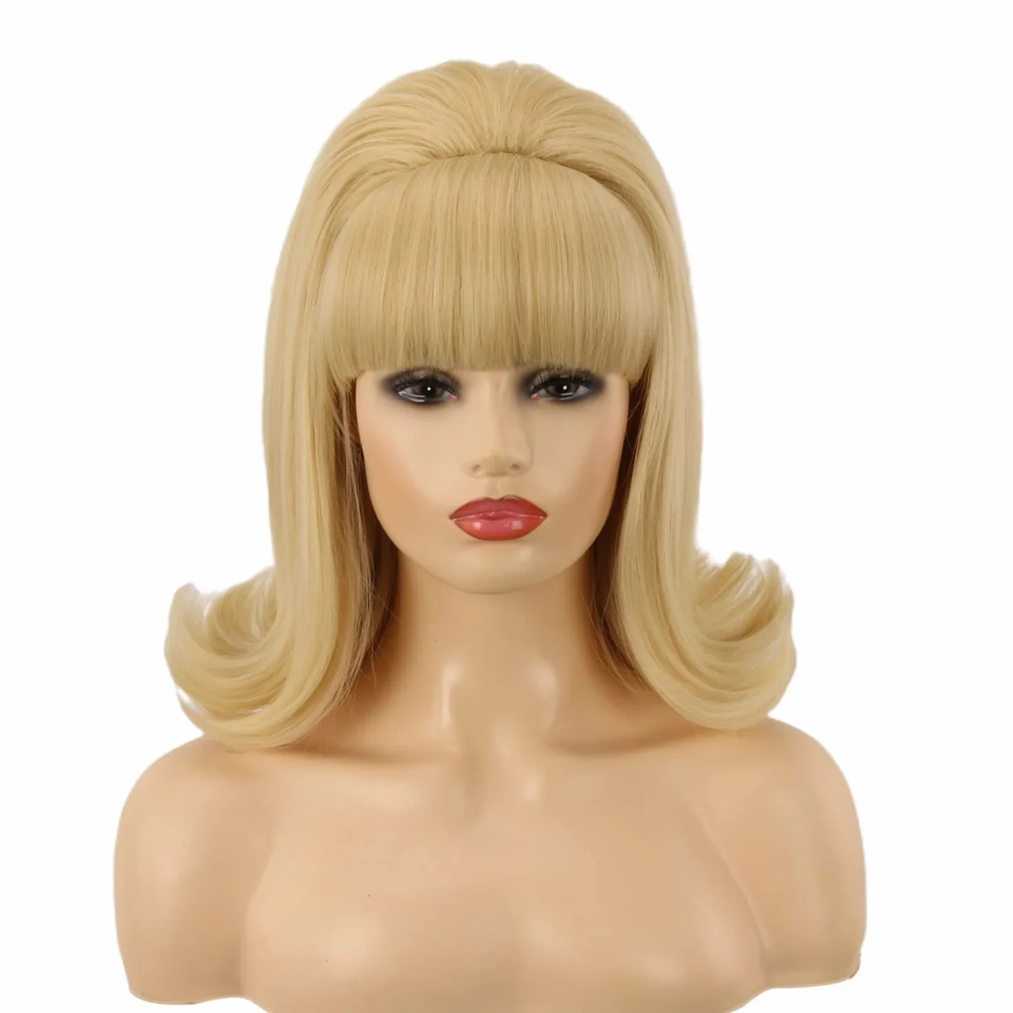 Peruka z lat 60. | FVCENT 70's Retro styl ula w stylu Vintage wygląd flicked ula Bob 50's styl peruka kostium damska peruka z grzywką (Blond)