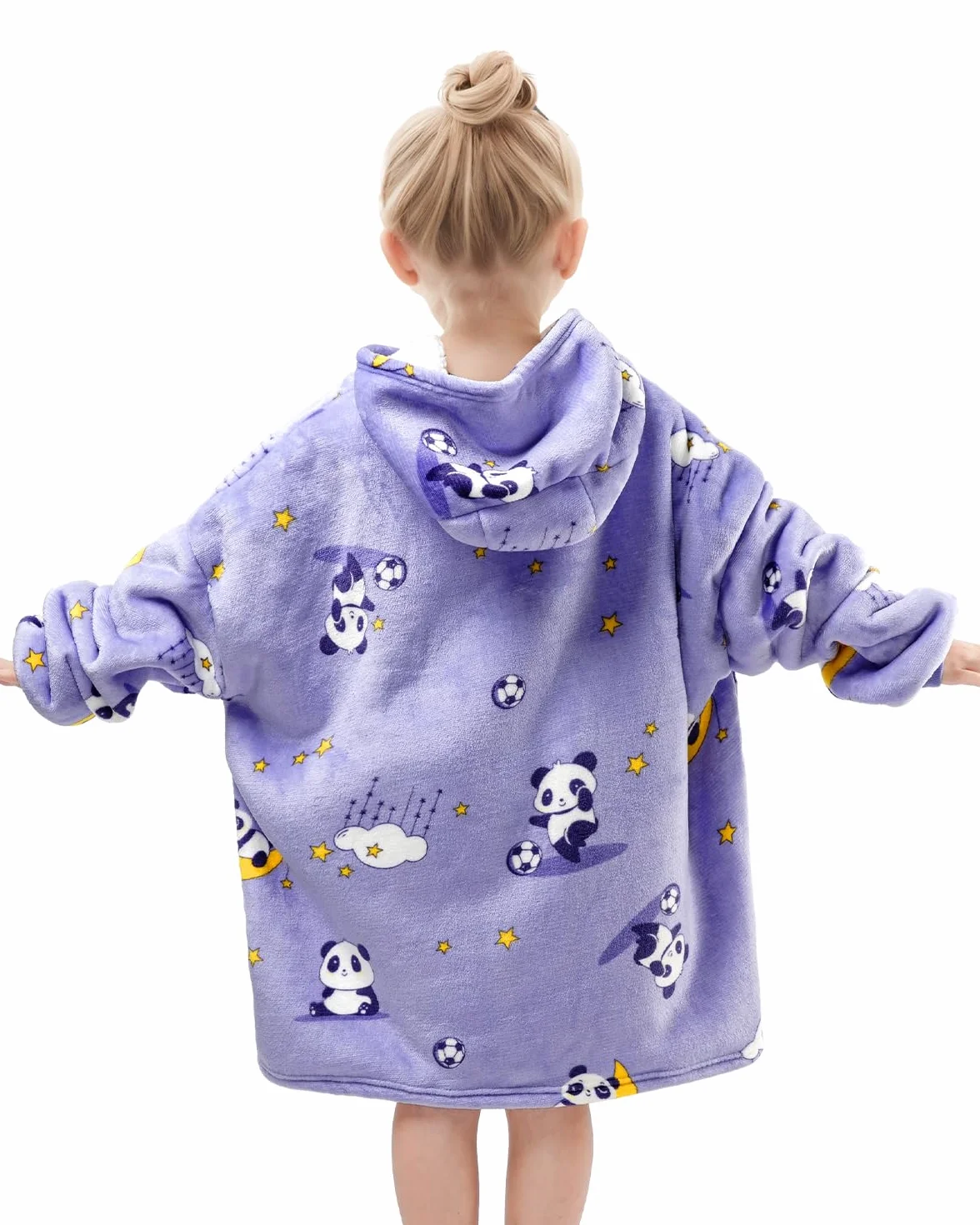 Wenlia Ponadwymiarowy koc z kapturem dla dzieci, pluszowa bluza z kapturem Sherpa, nowość, bluza dla dziewczynek, super ciepła, flanelowa, do noszenia, na co dzień, z kieszenią i rękawami, dla