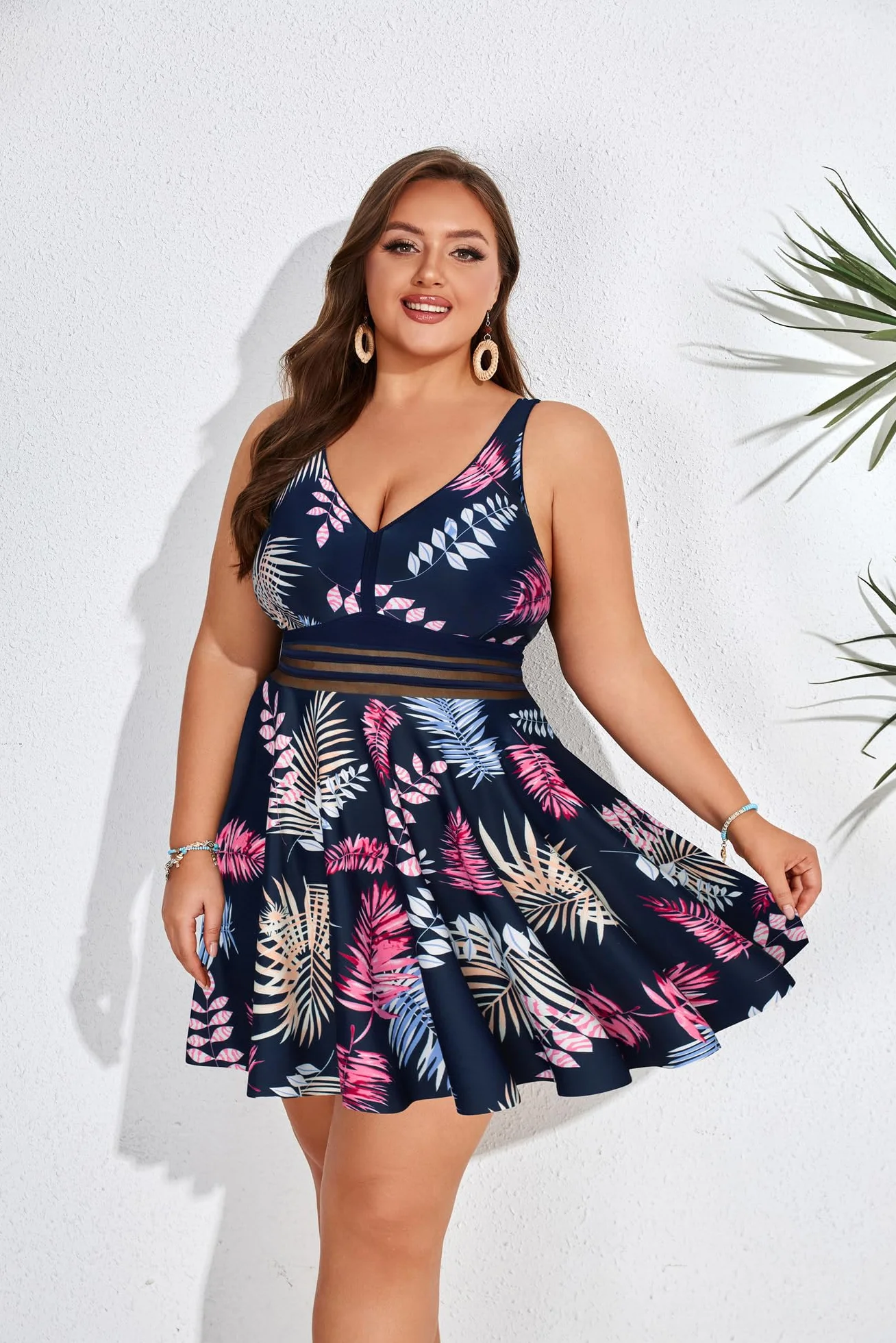 Hanna Nikole Damski strój kąpielowy plus size z kontrolą brzucha, wysoka talia, tankini, dwuczęściowy strój kąpielowy z szortami kąpielowymi