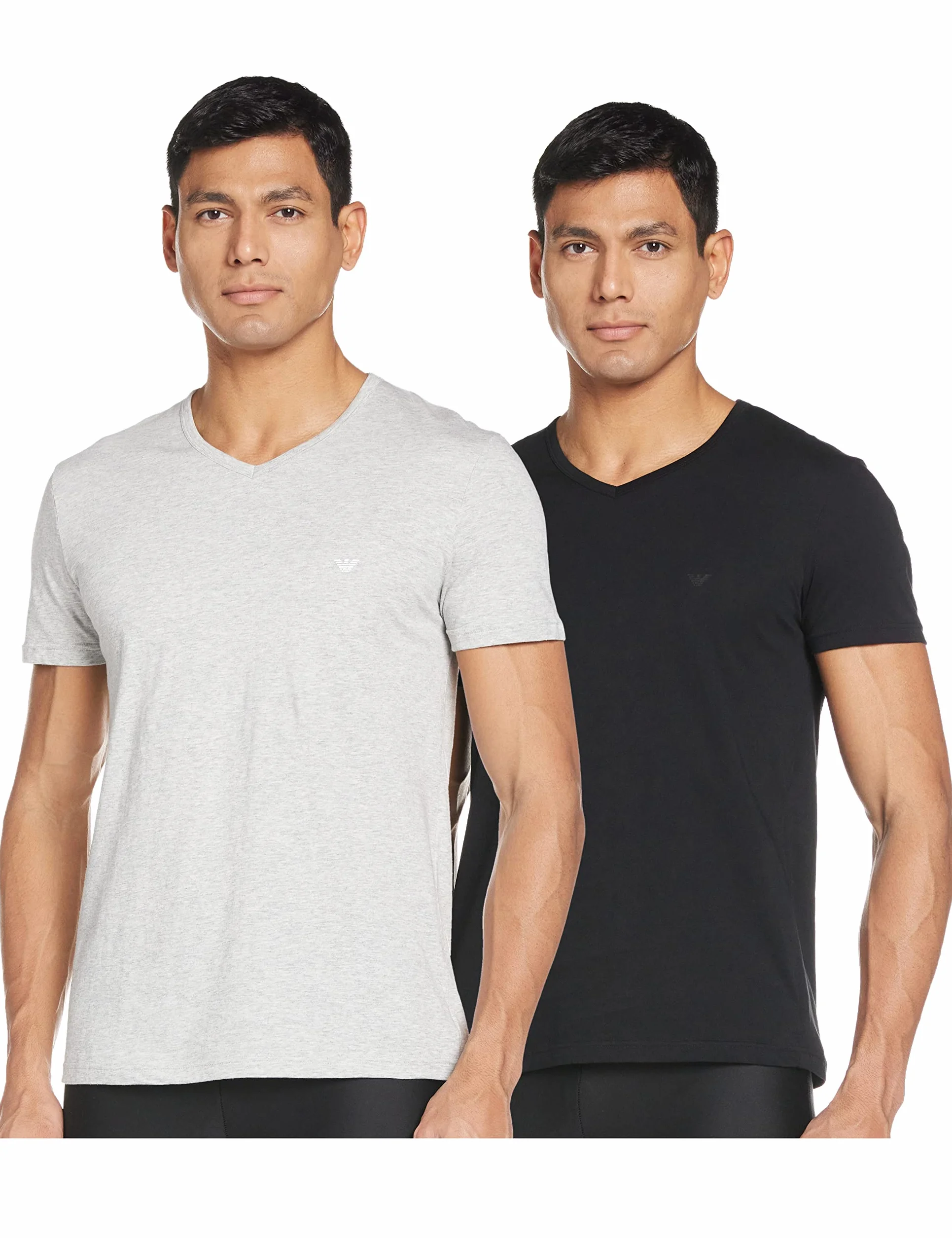 Emporio Armani Mężczyźni Pure Cotton 2-pak Góra od Piżamy, Szary/Czarny, XL