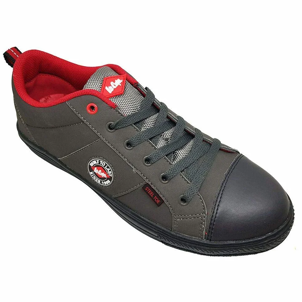 Lee Cooper ‎LCSHOE054 Unisexowe obuwie ochronne robocze SB/SRA w stylu retro baseball nowoczesny design buty robocze BHP, Szary, 36 EU