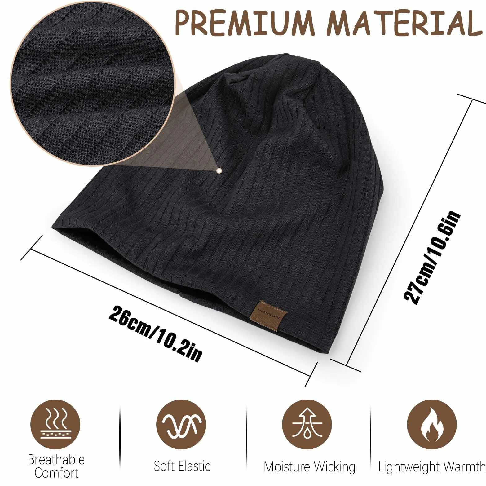 HAMUNI Slouchy beanie hip-hop miękka lekka czapka do biegania oddychająca i elastyczna czapka dla dorosłych karłowata czapka chemioterapia czapka z czaszką dla mężczyzn kobiet