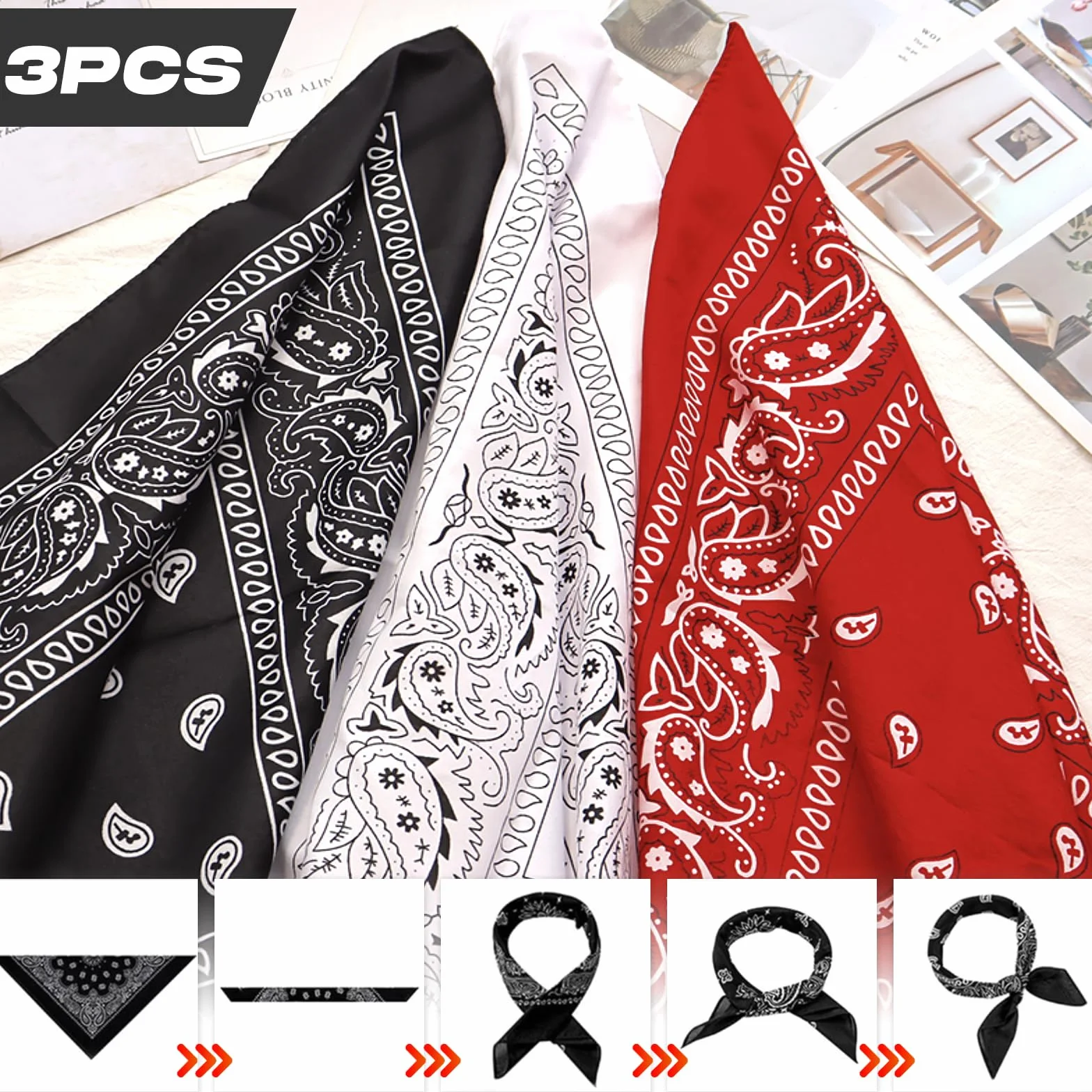 sularpek Bandana, bandana, chusta na głowę dla kobiet i mężczyzn, bandana z oryginalnym wzorem Paisley, nakrycie głowy