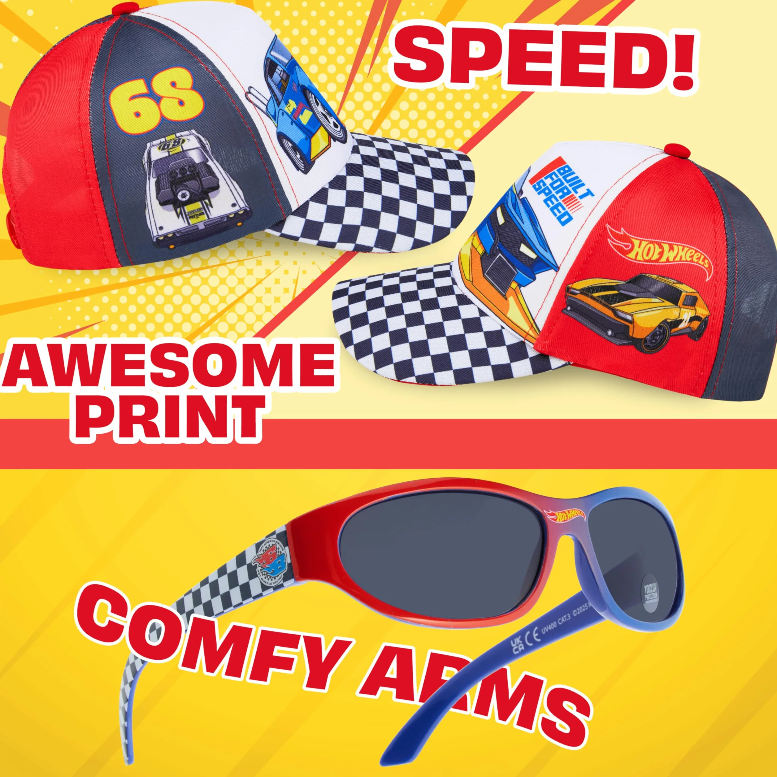 Get Trend Zestaw czapka baseballowa i okulary przeciwsłoneczne dla chłopców (wielokolorowe Hot Wheels)