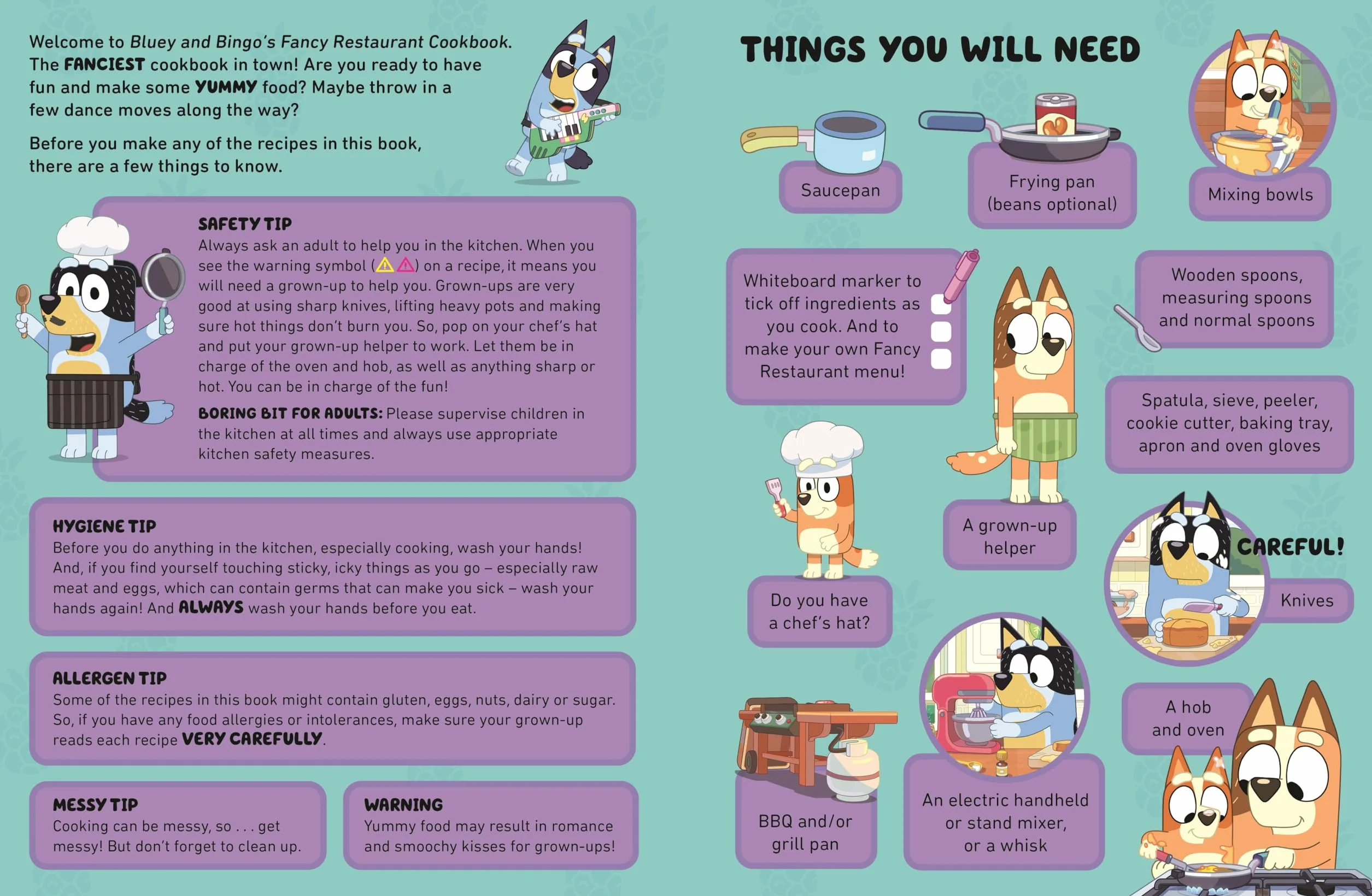 Bluey and Bingo’s Fancy Restaurant Cookbook: A fun and easy recipe book for kids, with wipe-clean pages