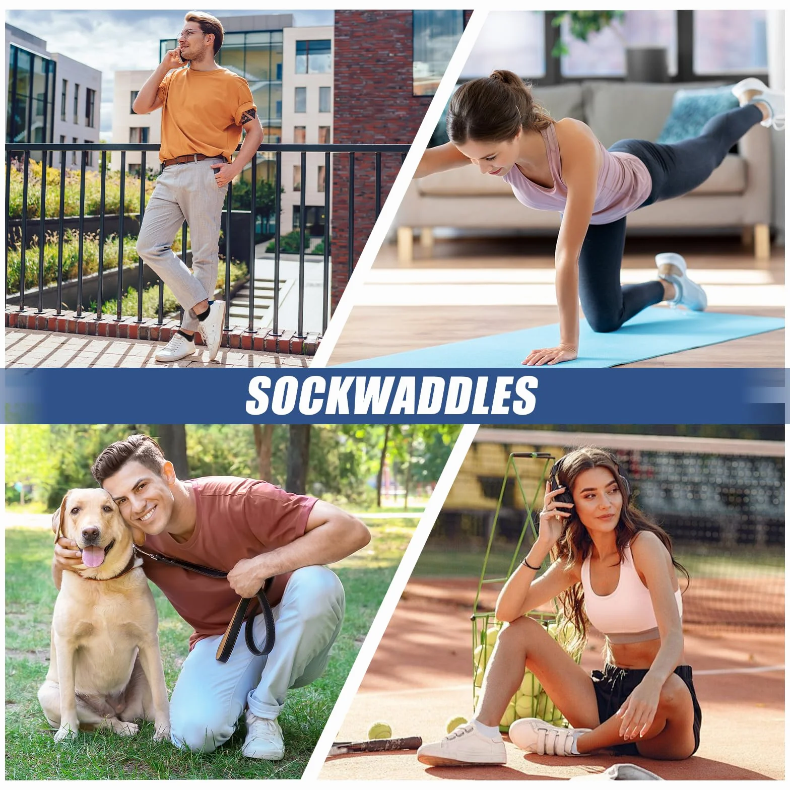 SockWaddles 10 Par Sportowe Skarpety Męskie Damskie, Oddychające Bezszwowe Krótkie, Bawełniane Skarpety do Kostki na co Dzień & Casual
