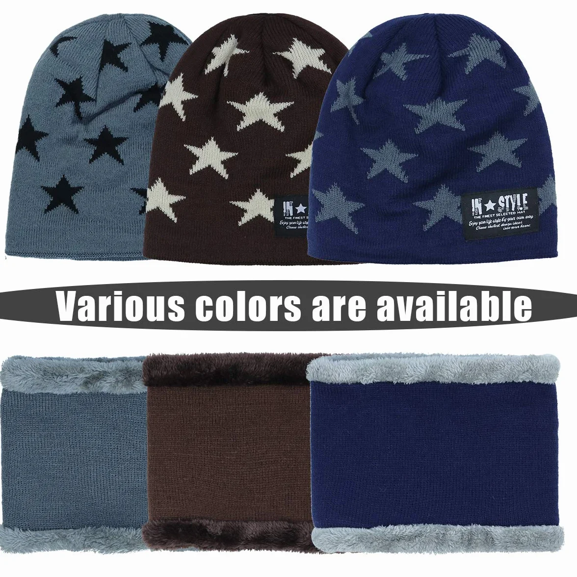 Momoon Gruba czapka beanie + szalik zestaw zimowy, ciepły śnieg, dzianina, czaszka czapka dla dzieci, chłopców i dziewczynek (odpowiednia dla dzieci w wieku 6-14 lat