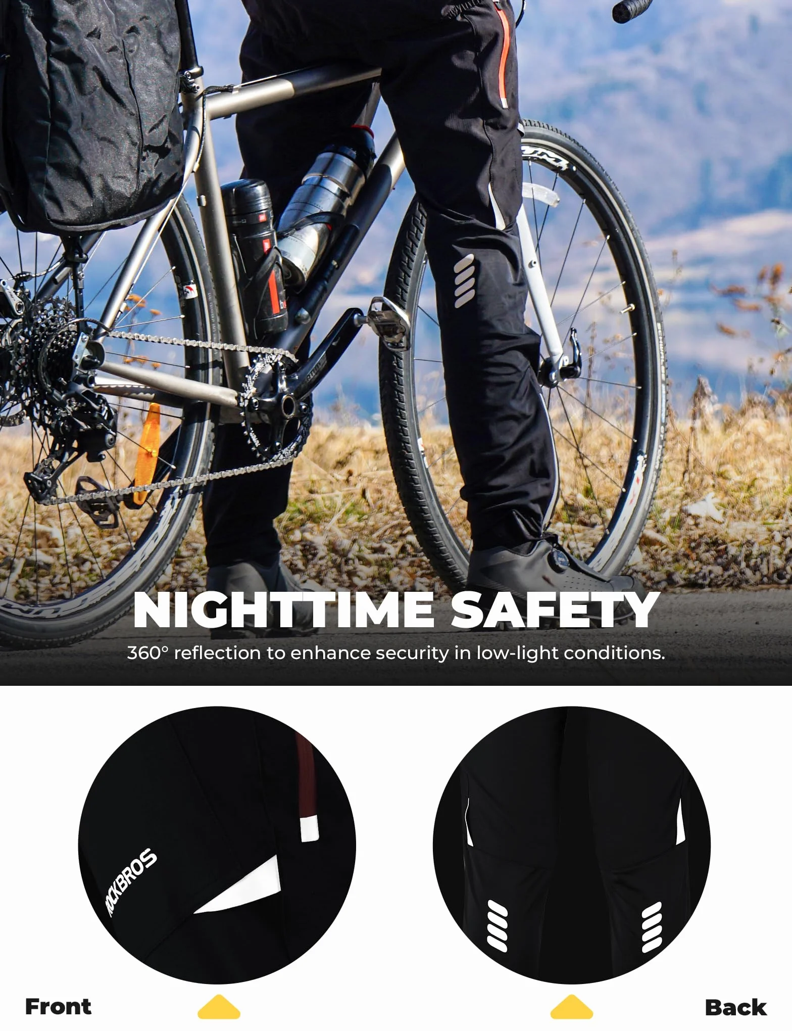 ROCKBROS Męskie i Damskie Spodnie Rowerowe Oddychające Szybkoschnące Długie Spodenki Kolarskie Spodnie do Biegania dla Sportów Zewnętrznych MTB S-4XL Wiosna Lato