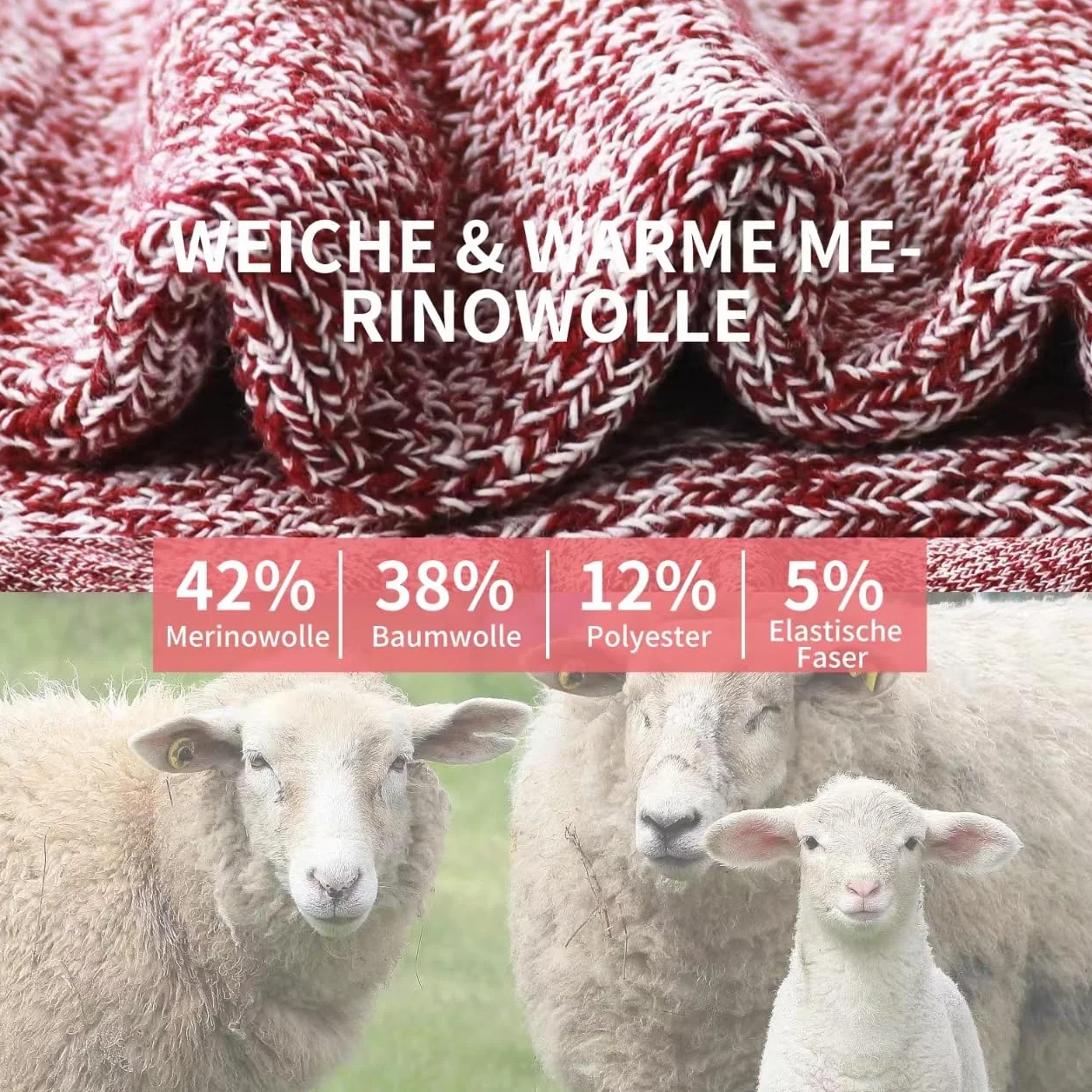 6 par skarpet termicznych, damskie, ciepłe skarpety wełniane z merynosów, skarpety zimowe, przytulne skarpety damskie, grube skarpety z dzianiny, skarpety turystyczne, skarpety