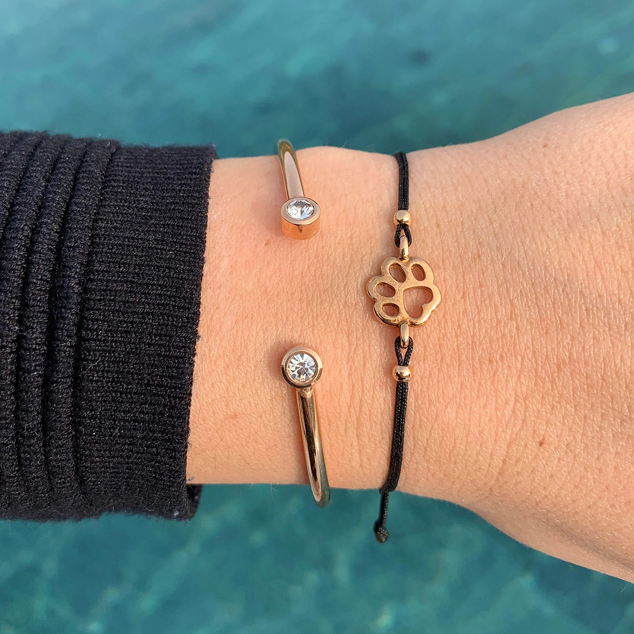 Selfmade Jewelry Bransoletka damska, różowe złoto, łapa, regulowany rozmiar, makrama, z łapą, w zestawie opakowanie prezentowe