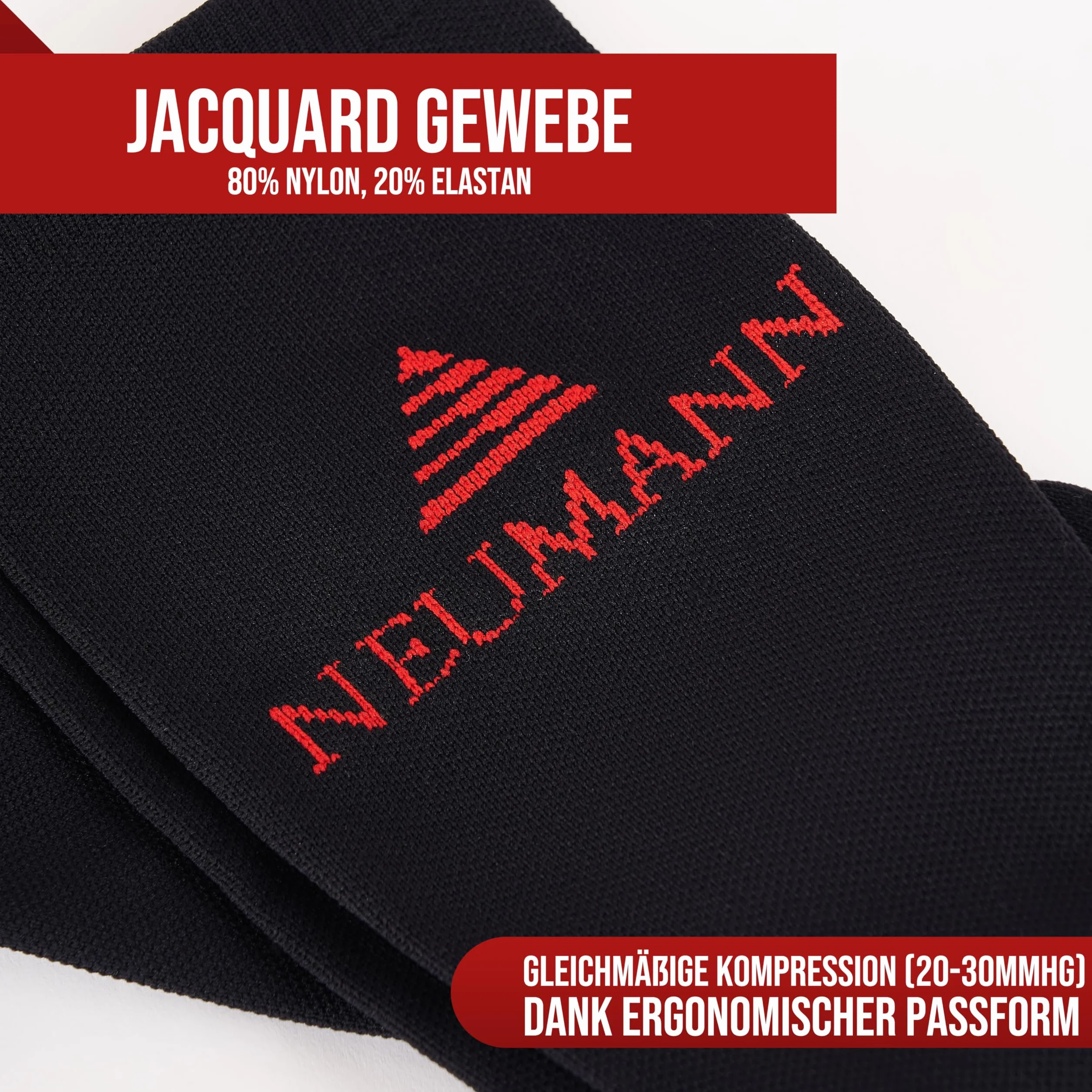 NEUMANN Pończochy uciskowe Premium żakardowe – dla kompresji i stabilności podczas biegania, uprawiania sportu, pracy i wielu innych – większa wydajność i szybszy odpoczynek (rozm. 35-38, 20-30mmHg)