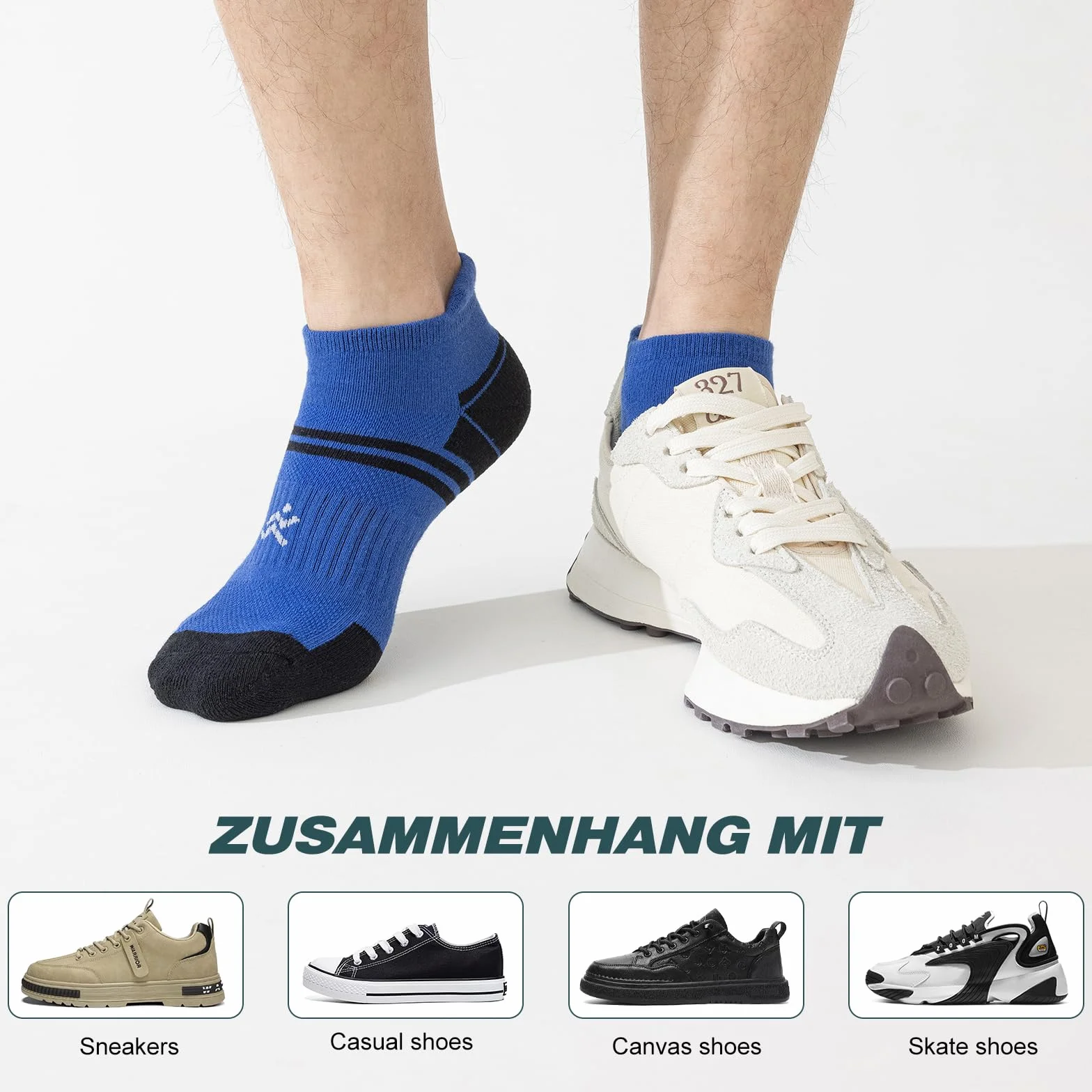 Cirorld Skarpety męskie do sneakersów, rozm. 43-46, 39-42, sportowe, oddychające, bawełniane, zapobiegające powstawaniu pęcherzy, wielopak, wyściełane krótkie skarpety, do biegania, wędrówek,