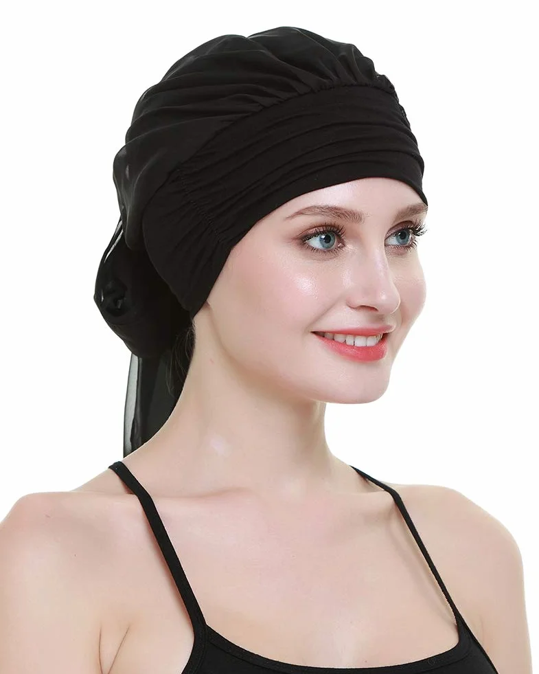 FocusCare chemo turban nakrycie głowy dla kobiet po chemioterapii chorych na raka, czarny (pure black), jeden rozmiar
