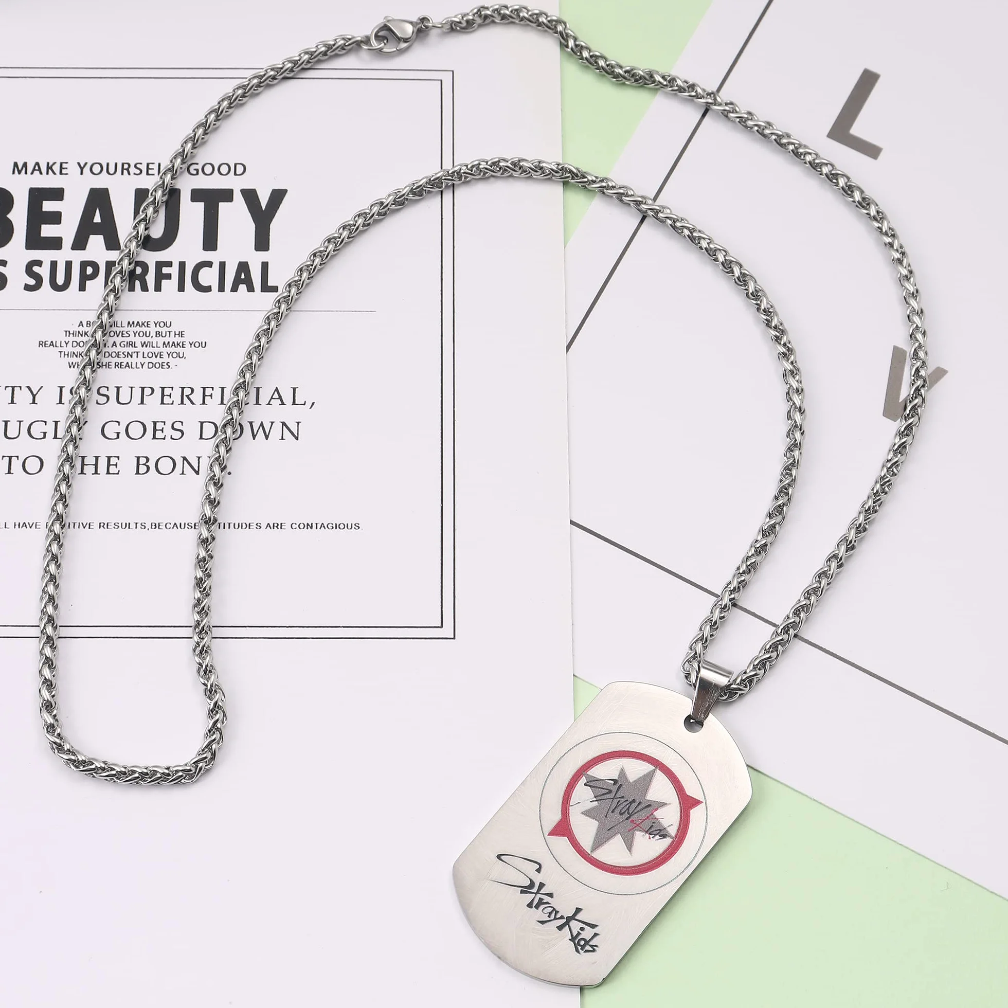 Kpop Stray Kids Merch naszyjnik z wisiorkiem, bezpańskie dzieci biżuteria ze stali nierdzewnej na prezent, Stal nierdzewna