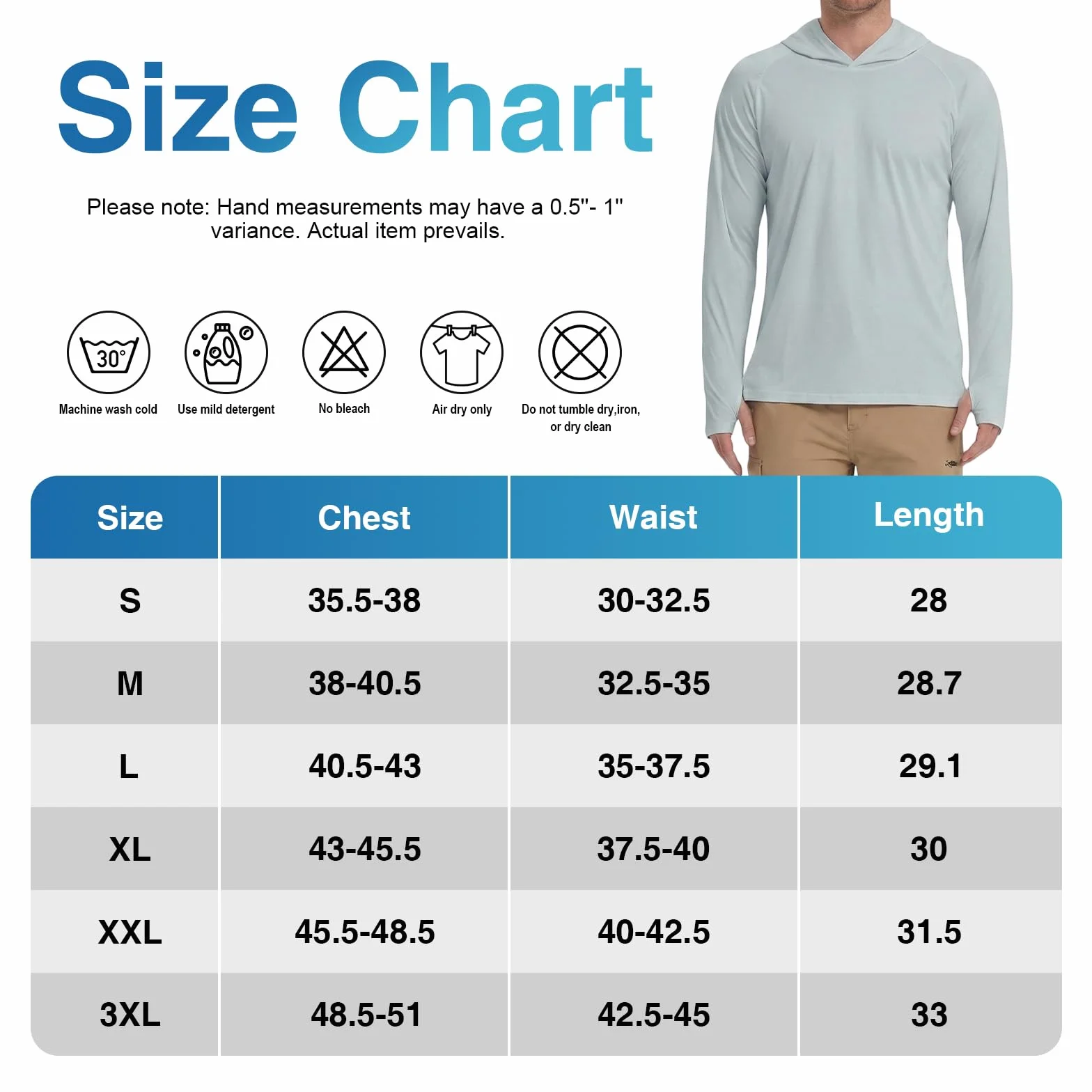 HYCOPROT Męskie koszule Rash Guard UPF 50+ koszule chroniące przed słońcem z długim rękawem bluza z kapturem UV topy kąpielowe szybkoschnąca lekka koszulka wędkarska Rashguard SPF odzież do pływania