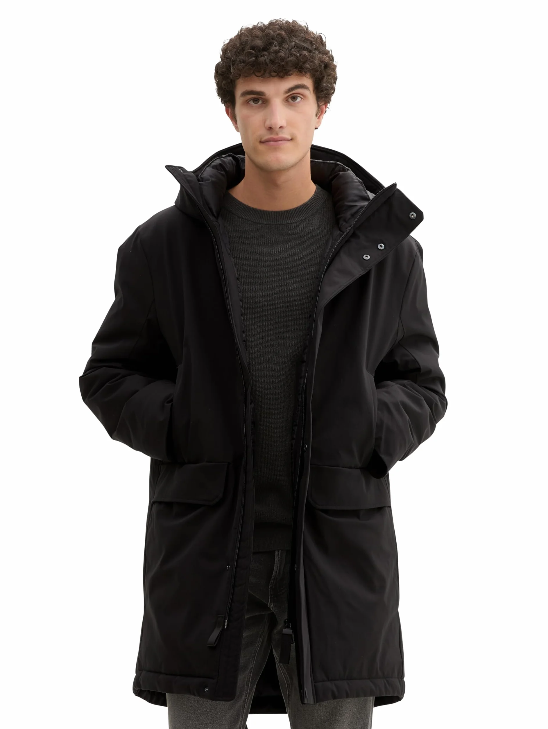 TOM TAILOR Denim Technical płaszcz zimowy z kapturem Mężczyźni 1041349