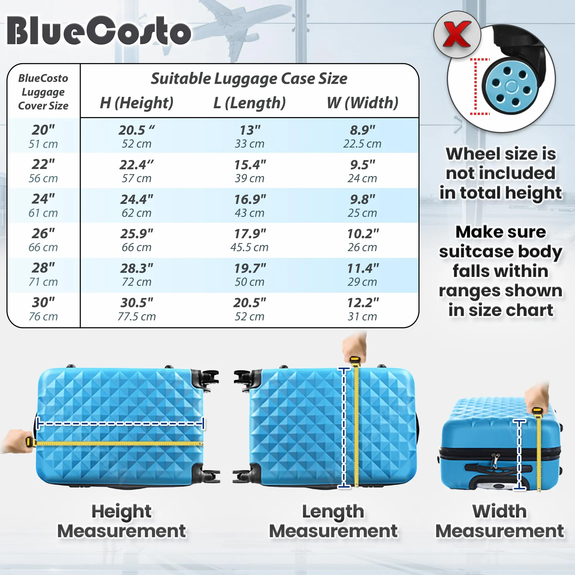 BlueCosto 20"/24"/28" universale trasparente PVC copertura bagagli protezione valigia coperture, Trasparente-20", 20inch