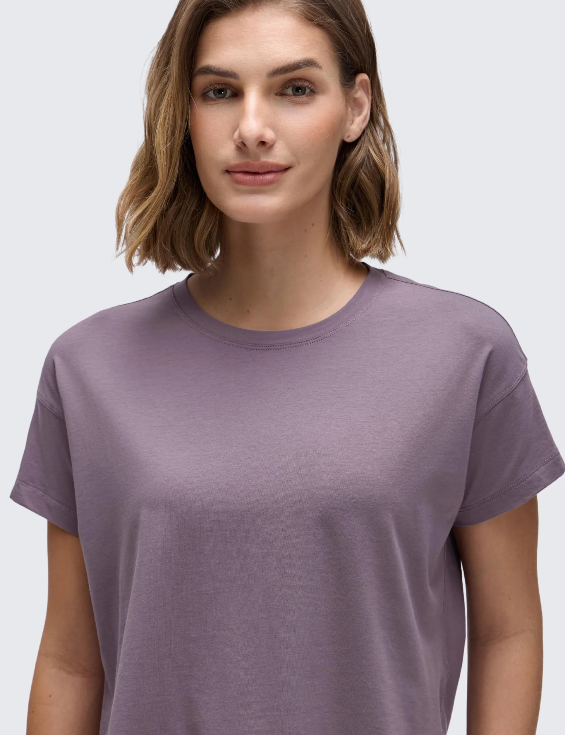 CRZ YOGA Damskie koszulki treningowe z krótkim rękawem z bawełny pima Luźne topy sportowe Koszulka na siłownię Casual Cropped T-Shirt