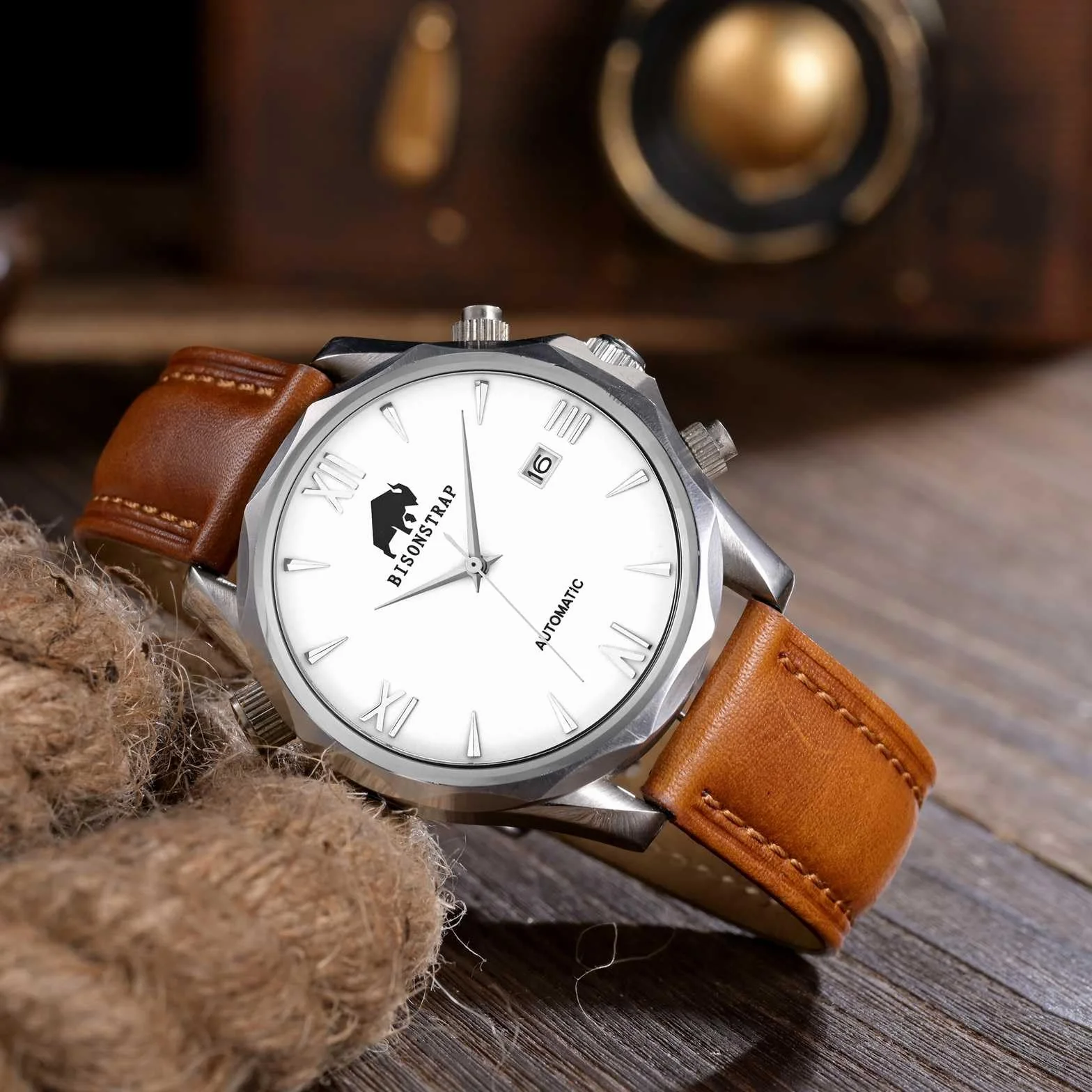 BISONSTRAP Pasek do zegarka dla mężczyzn w stylu retro, wykonany ze skóry cielęcej impregnowanej olejem, z szybkim zapięciem, szerokość paska 18, 19, 20, 22 mm