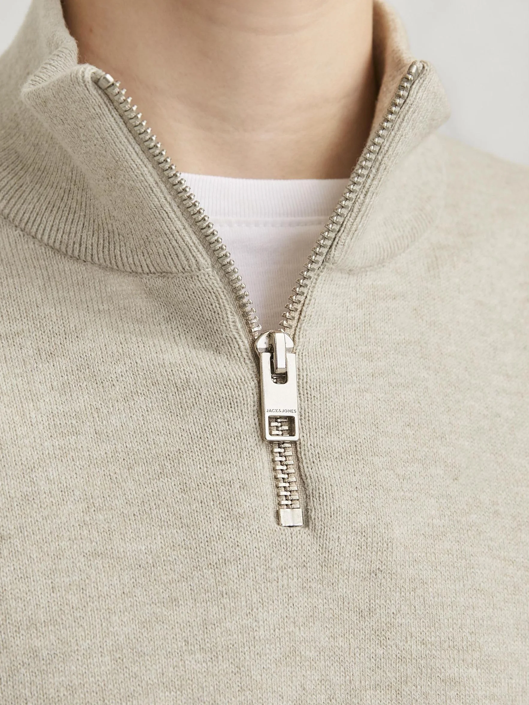 JACK&JONES JUNIOR Chłopięcy Jjeemil Knit Half Zip Noos Jnr sweter z dzianiny, Oatmeal/szczegóły: melanż, 128
