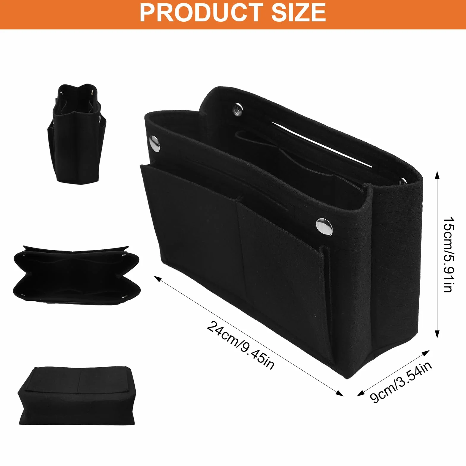 APOMOONS Filcowy organizer do torebki, 24 x 15 x 8 cm, torba wewnętrzna z wieloma przegródkami