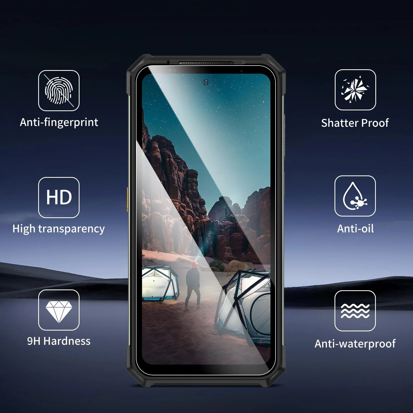 3-pak szkła pancernego do Ulefone Armor 24, bez zarysowań, twardość 9H, ultratrwałe, bez pęcherzyków powietrza, folia ochronna na wyświetlacz HD, odporne na uderzenia