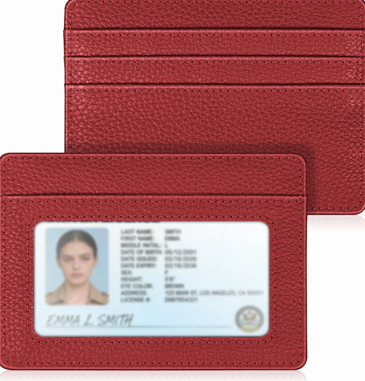 Fintie Smukły minimalistyczny portfel z kieszenią przednią, blokowanie RFID, etui na karty kredytowe z okienkiem na dowód osobisty, dla mężczyzn i kobiet, Czerwień makowa, Compact, Nowoczesny