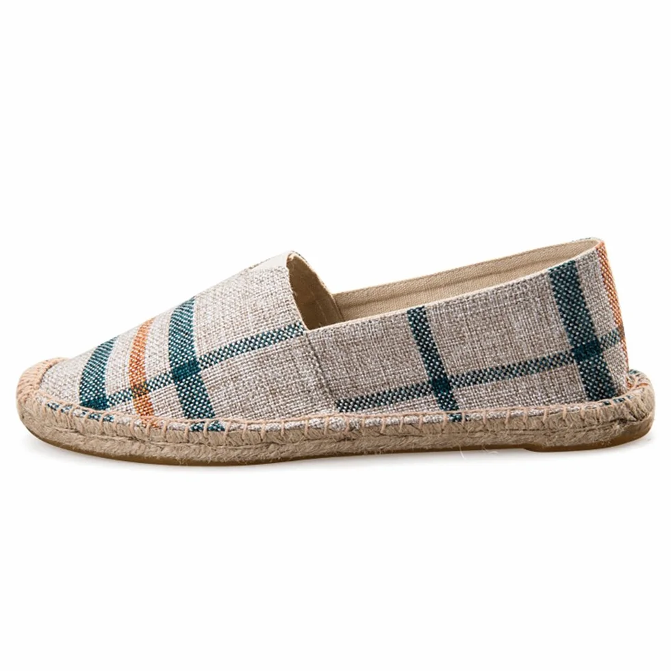 Alexis Leroy Wzór karo męski espadryle, beżowy - beżowy - 43 EU
