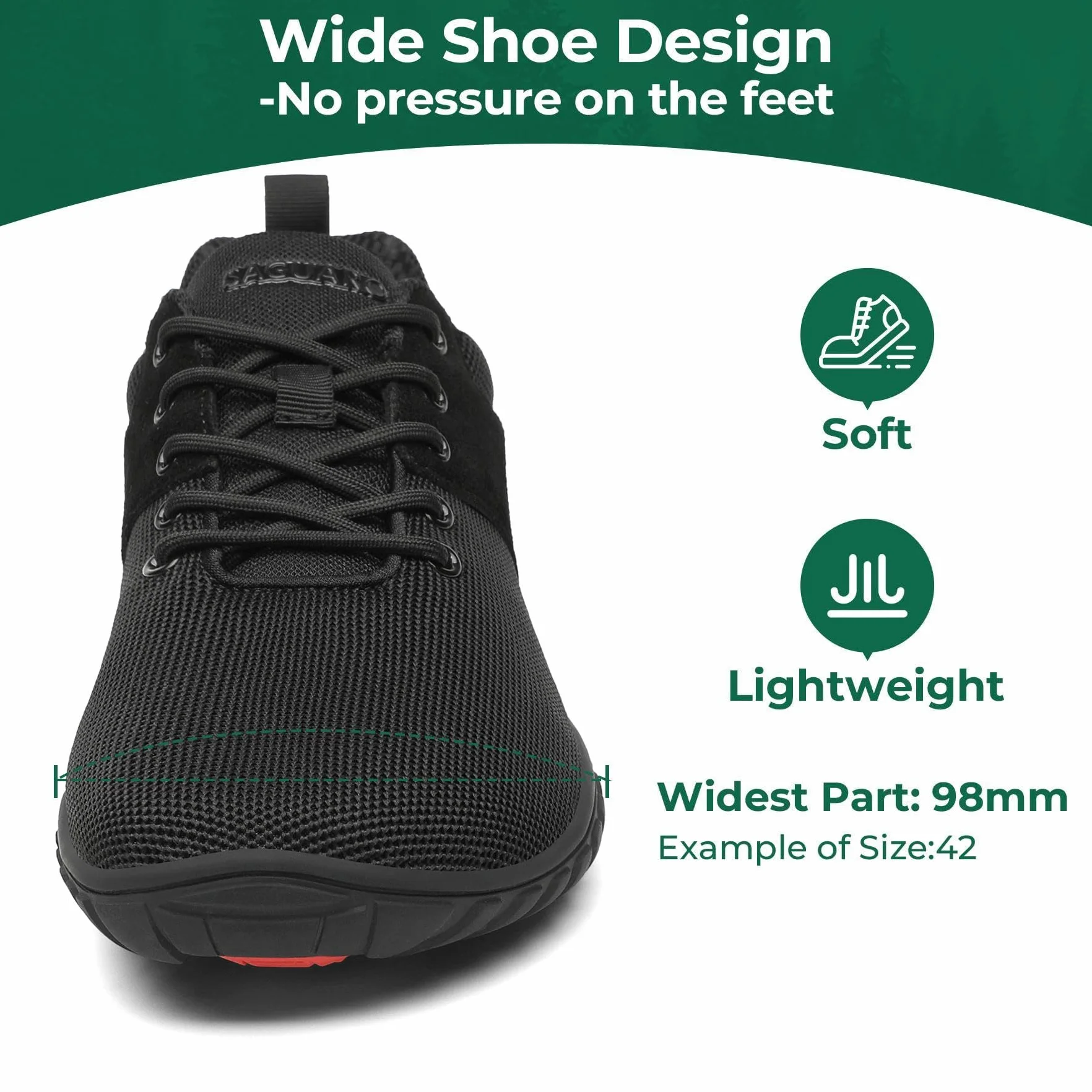 SAGUARO Buty Boso Minimalistyczne Unisex, Lekkie Buty Boso z Zerowym Spadkiem Słońca i Szerokim Pudełkiem na Narzędzia, Rozmiar 36-48