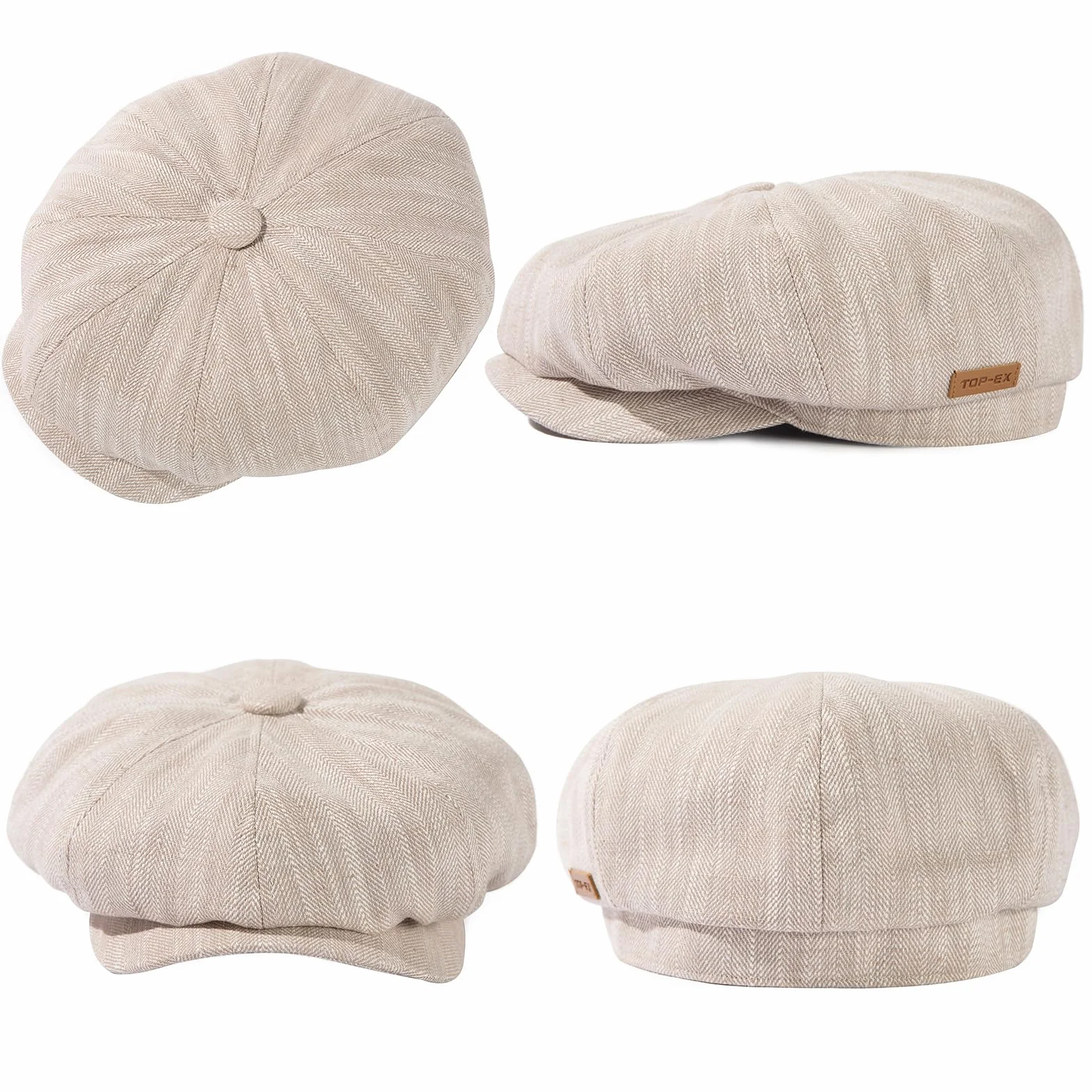 TOP-EX Męska czapka z suwakiem na lato, lekka, oddychająca, 8-panelowa, płaska czapka Gatsby, lniana czapka na duże głowy, M/L L/XL XL/XXL