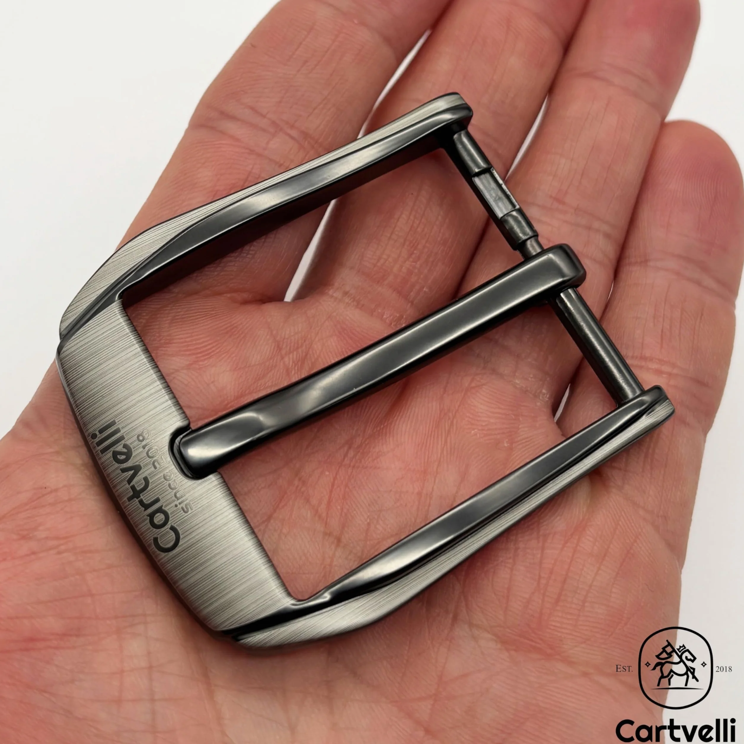 Klamra paska do 40 mm Laser Finish szara GS40007-LAE, szary/czarny, 40mm