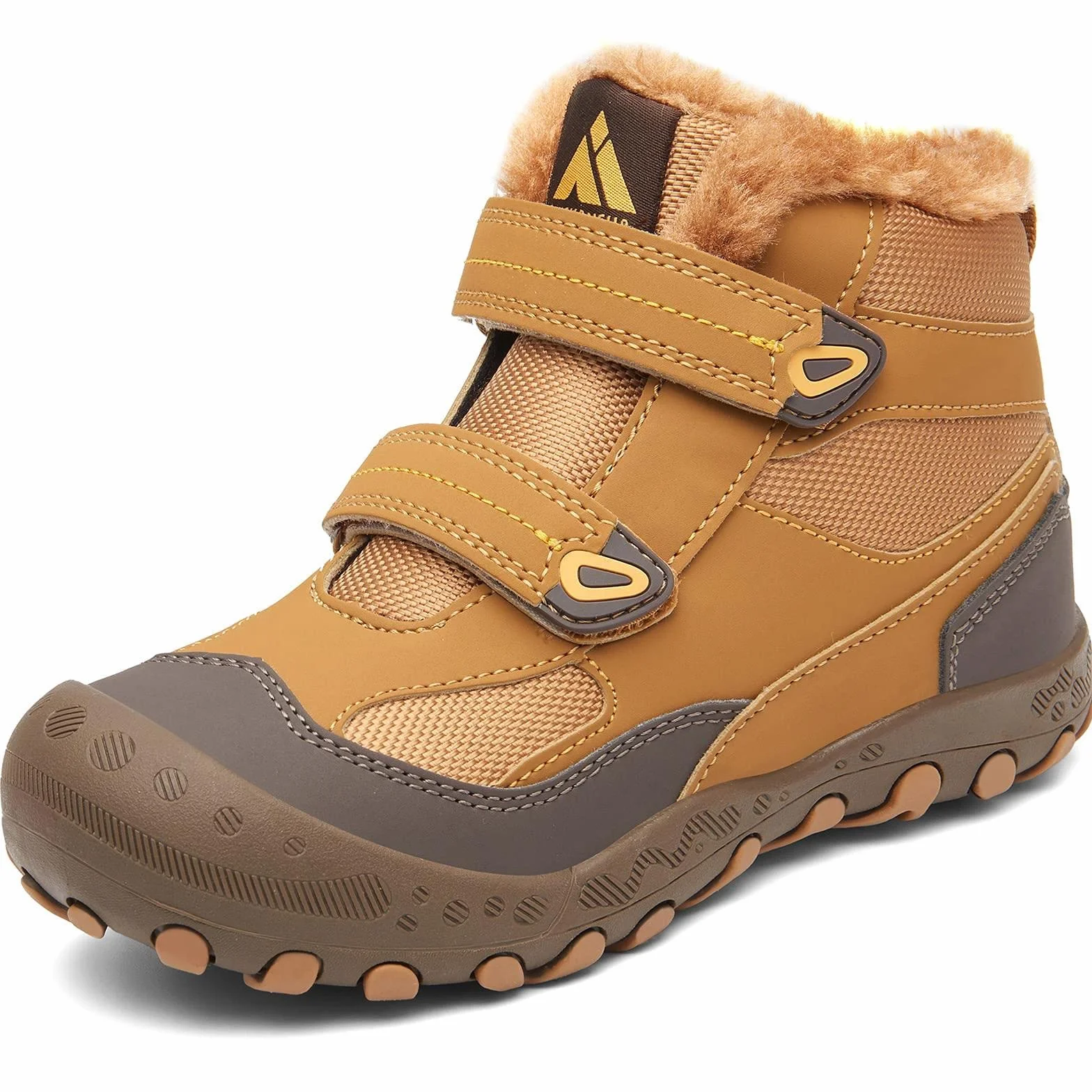 Mishansha Dziecięce buty zimowe, antypoślizgowe, trekkingowe, dla chłopców i dziewczynek, wygodne, bawełniane buty, 05 brązowy, 32 EU