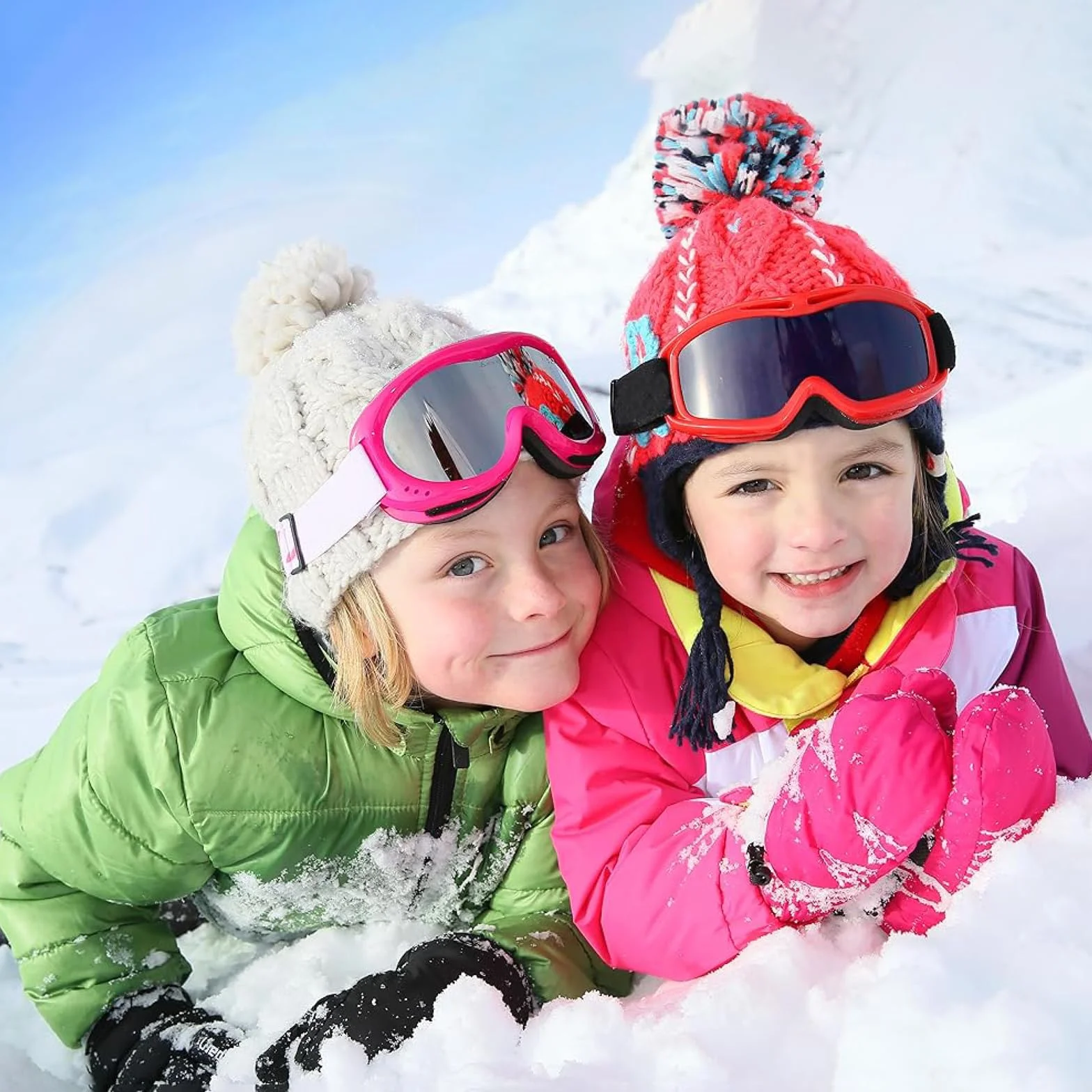 TRIWONDER Rękawice narciarskie dla dzieci, ogrzewane rękawice śniegowe zimowe, ciepłe rękawice sportowe, snowboard, wiatroszczelne, dla chłopców, dziewcząt, S (7-9 lat), C - niebieskie)