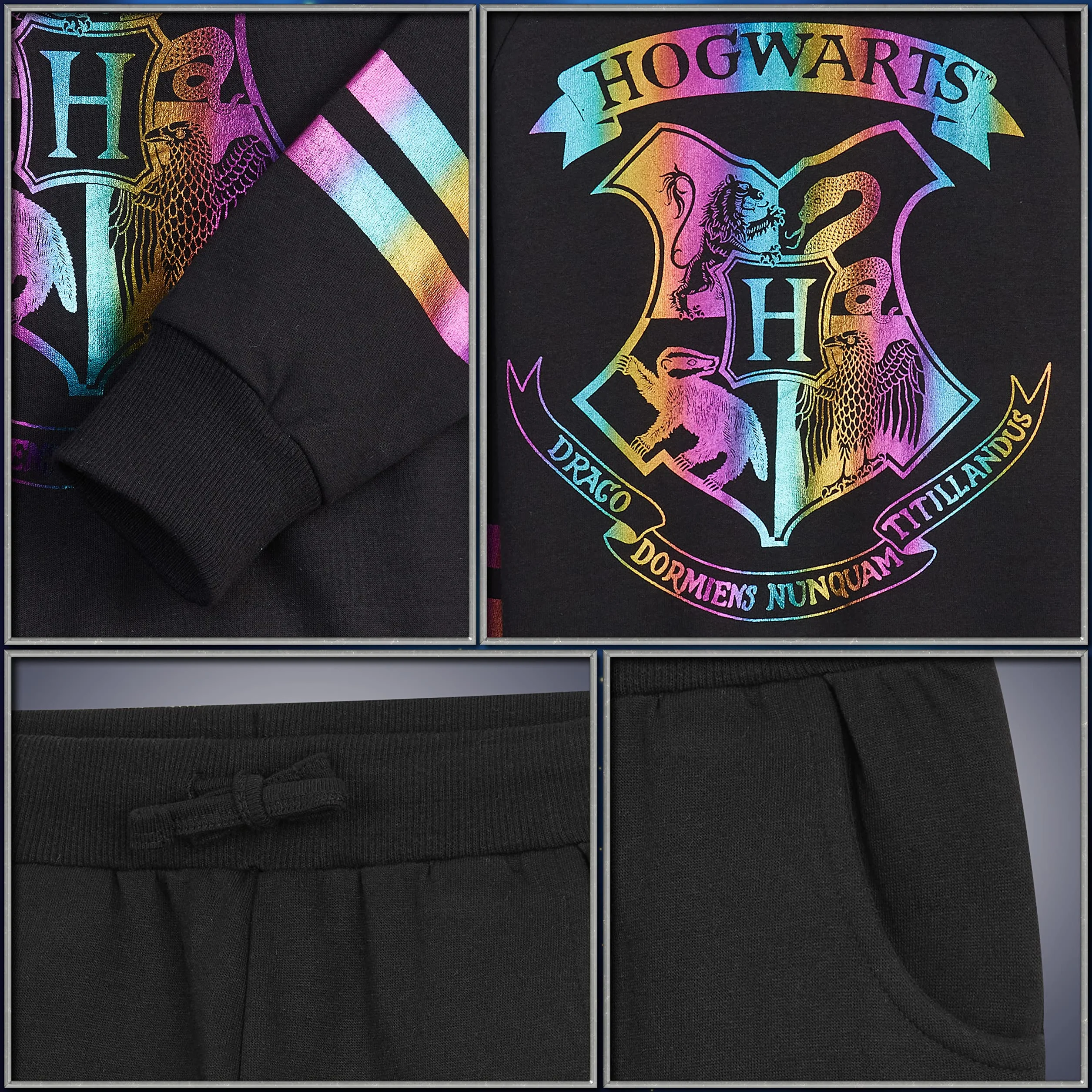 Harry Potter Dziewczęce dresy, bluzy z kapturem i spodnie dresowe dla dziewcząt (13-14 lat, czarne)