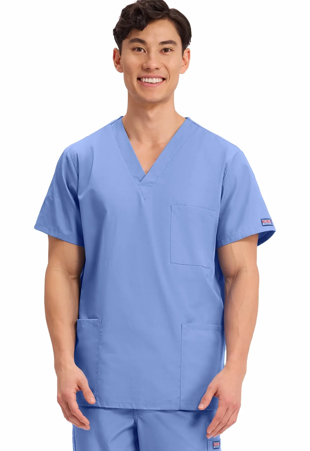 CHEROKEE Mężczyźni - Męski Scrub Top Plus Size Originals - Odzież medyczna - z 3 kieszeniami - Dekolt w serek - WWE4876