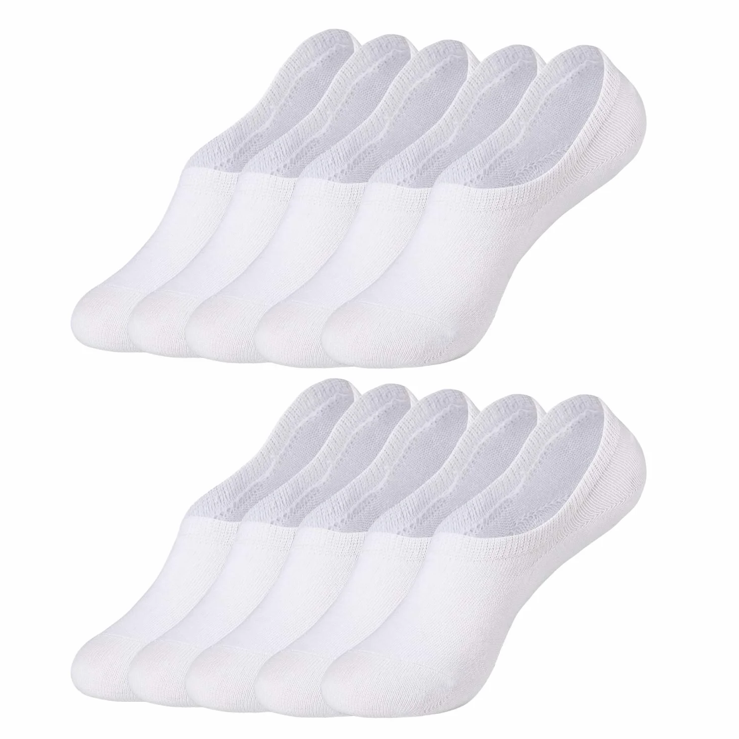 Falechay Skarpety do sneakersów, damskie, męskie, niewidoczne stopki, 10 par biały 43-46