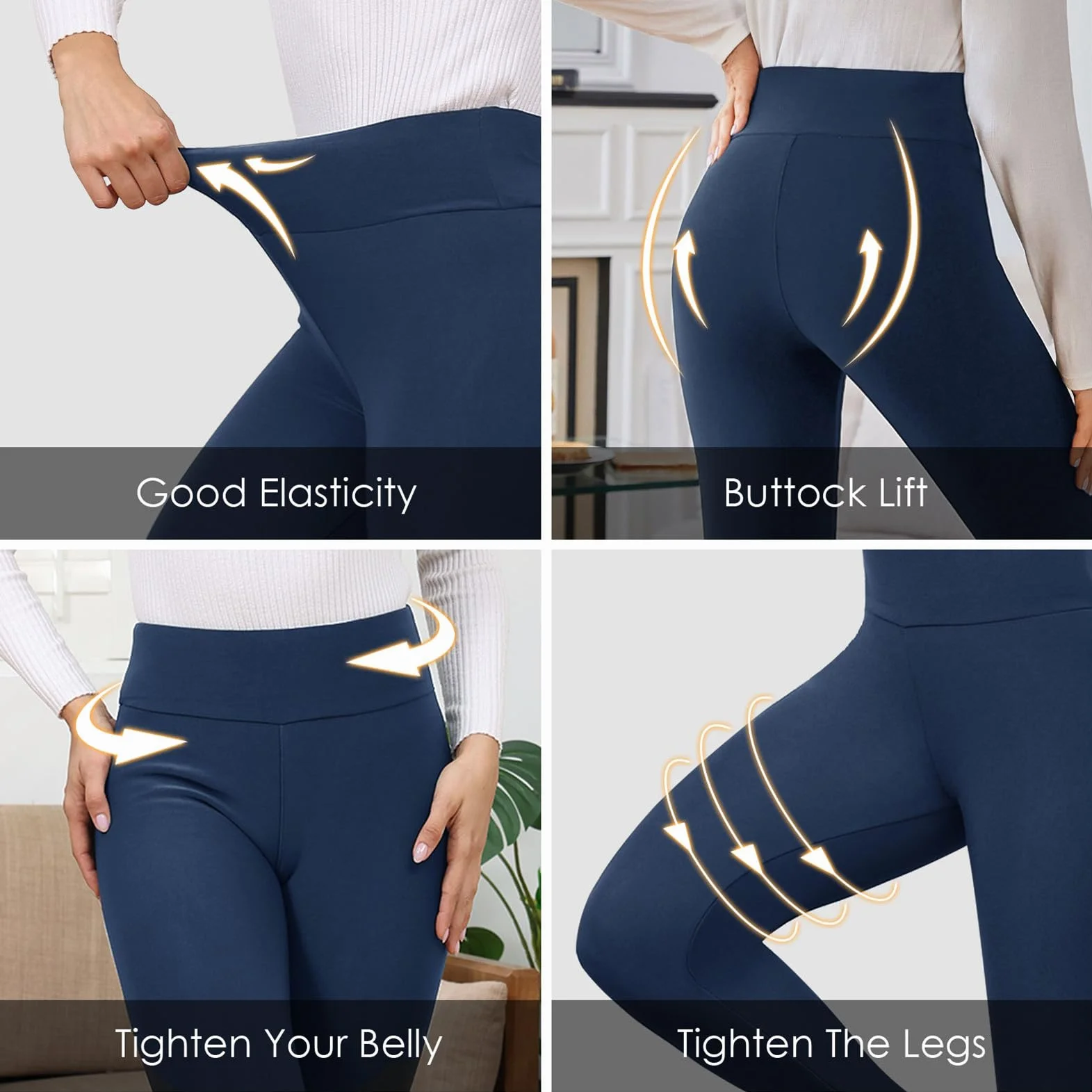 Tolaler Damskie legginsy polarowe, ciepłe legginsy damskie na zimę, legginsy termiczne z wysokim stanem, do jogi, fitnessu, na narty, grube, rozciągliwe legginsy