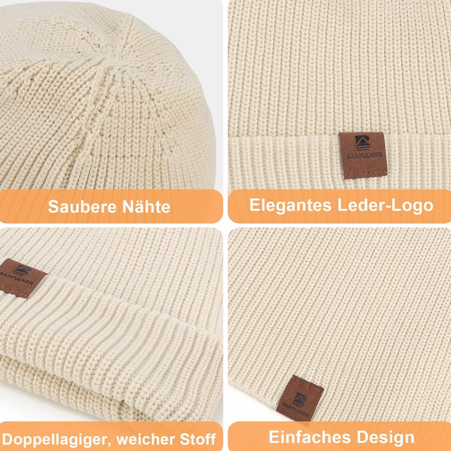 Czapka Beanie dla Mężczyzn i Kobiet, Uniseks Czapki Dzianiny na Jesień Zimę Dzianina Czapka Zimowa Damska Miękka i Ciepła Czapka Knitted Hats,Biały