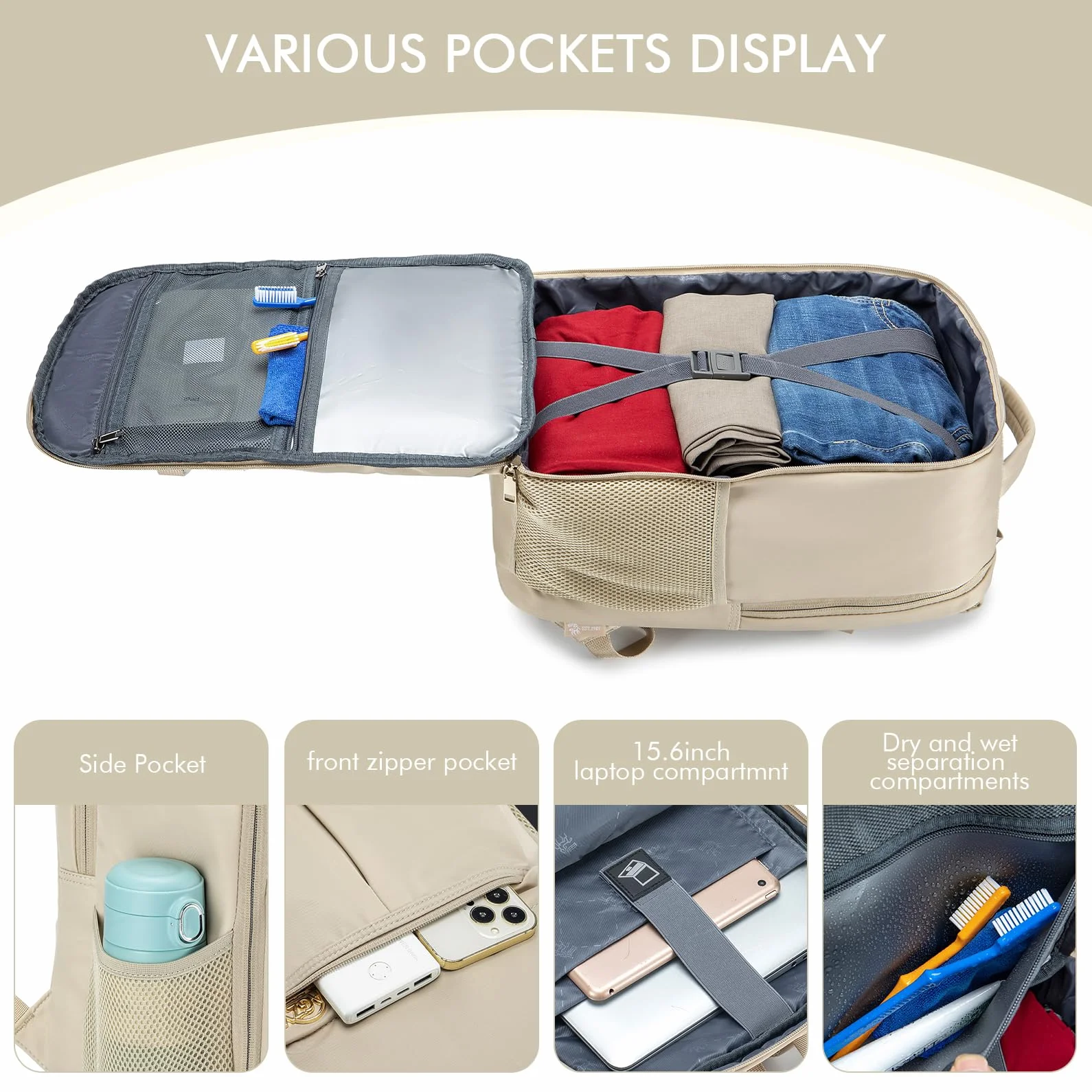 BAGZY Bagaż Podręczny Walizka 40x30x20 Ryanair Wizzair, Torba Podręczna Samolot Plecak Laptop 15,6 Cala Bagaż Podręczny 40x30x20 Transavia Oxford, na Krótkie Wyjazdy, Pracę, Studentów