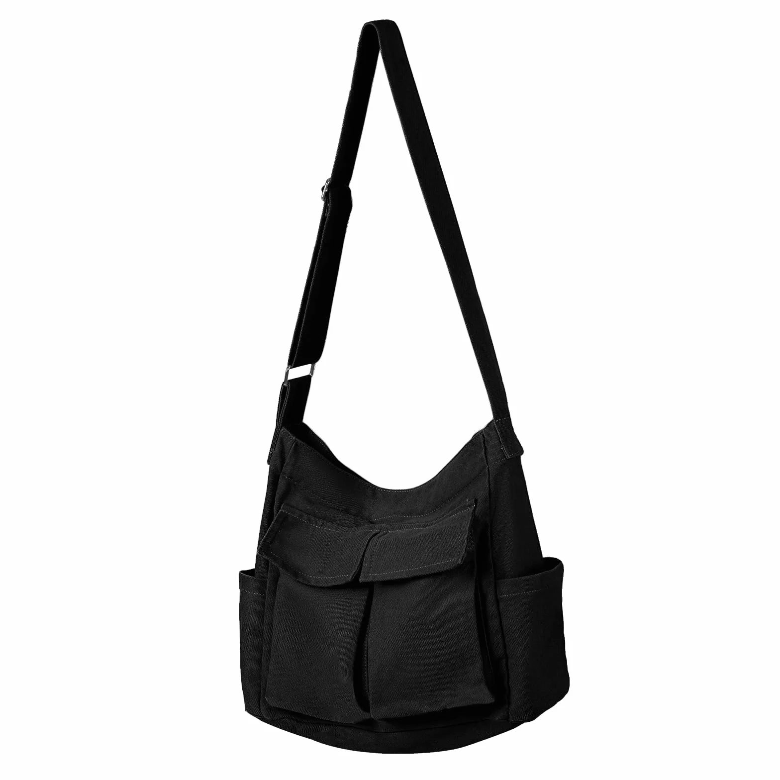 Torba listonoszka, duża, luźna, w stylu vintage, z wieloma kieszeniami, torba na ramię męska o dużej pojemności, na podróż, do pracy, szkoły, na zakupy, na co dzień, czarny, vintage