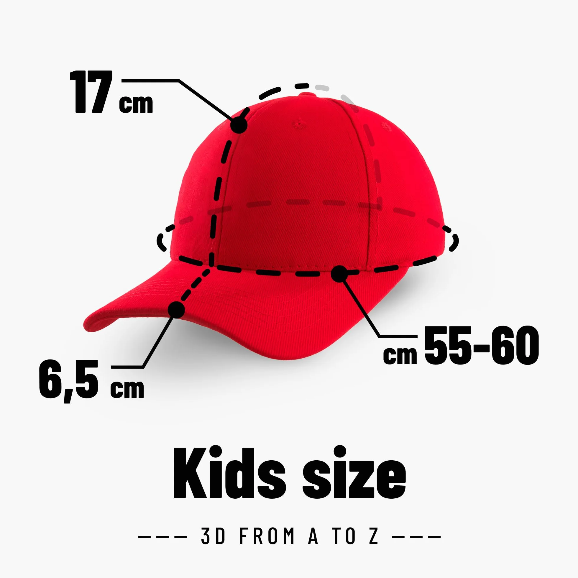 4sold Czapka z daszkiem, regulowana, dla chłopców i dziewczynek, litery alfabetu A–Z, czerwona czapka z czarną literą, haft 3D, czapka sportowa dla dzieci, J, Rozmiar uniwersalny