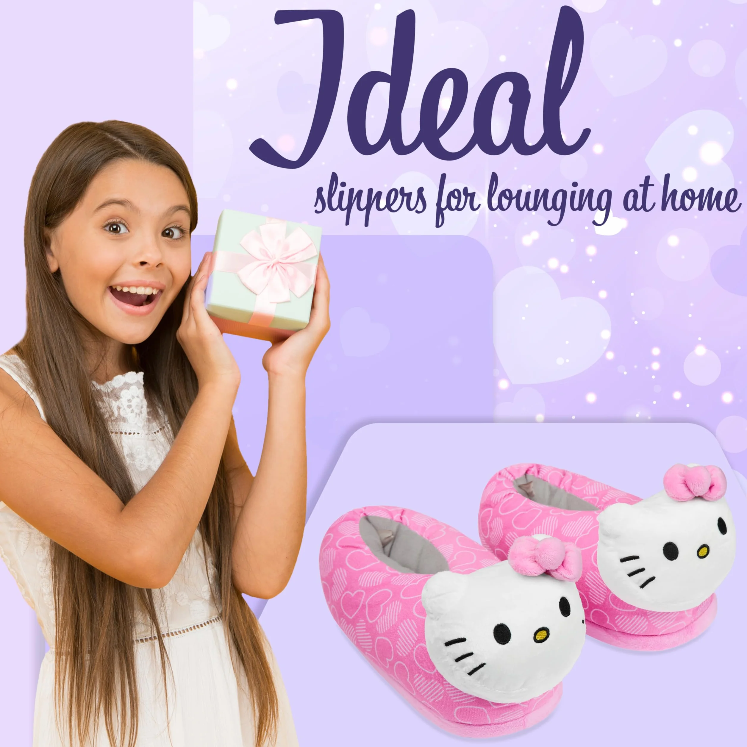 Hello Kitty 3D kapcie dziecięce, antypoślizgowe kapcie domowe - prezent dla dziewczynki