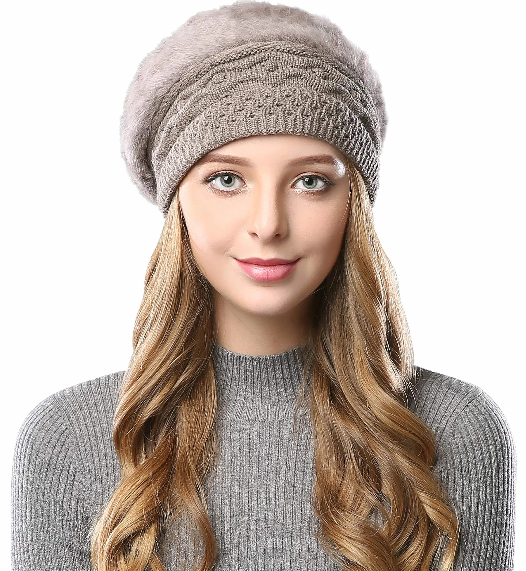 Superora Czapka beanie dla kobiet dwuwarstwowa polarowa linia zimowe czapki z dzianiny żeberet czapka francuska czapka vintage dzianinowa pleciona szydełkowa elegancka lekka vintage ładna klasyczna