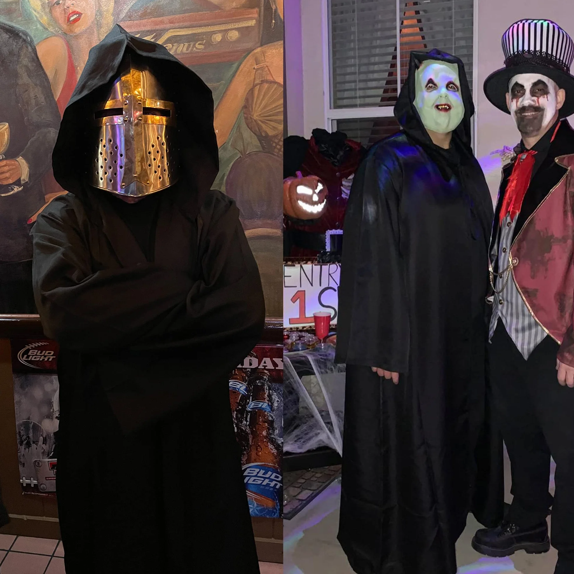GraduationMall Męski płaszcz z kapturem – czarna szata Sith na Halloween, cosplay dla czarodziejów, Darth Sidious lub Death Eater