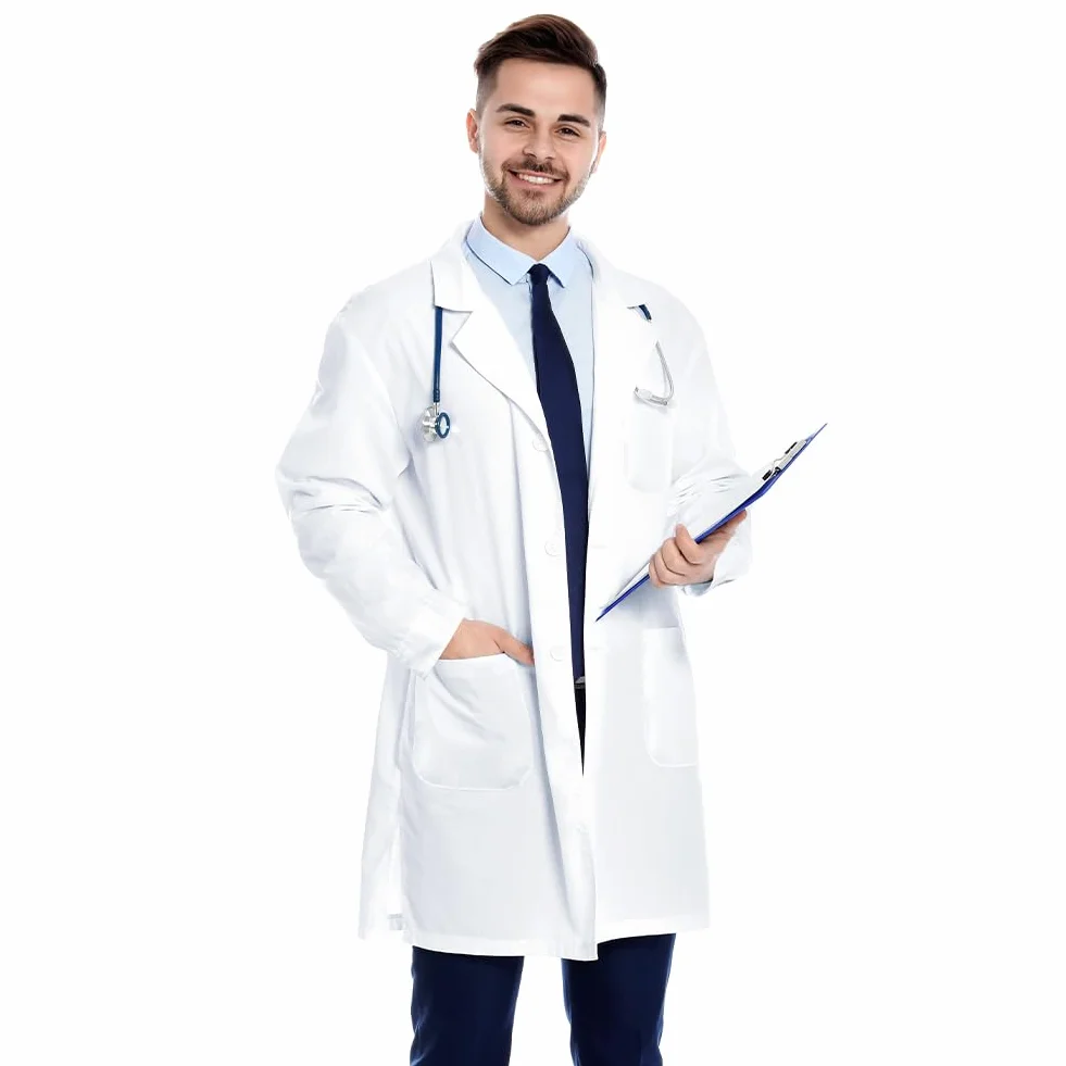 AUYAO Płaszcz Laboratoryjny, Damski i Męski, Biały, Bawełniany i Poliestrowy, Płaszcz Medyczny i Naukowy, Unisex i Dorosły, Labcoat Chemiczny i Laboratorium, Jedzenie i Odzież Robocza