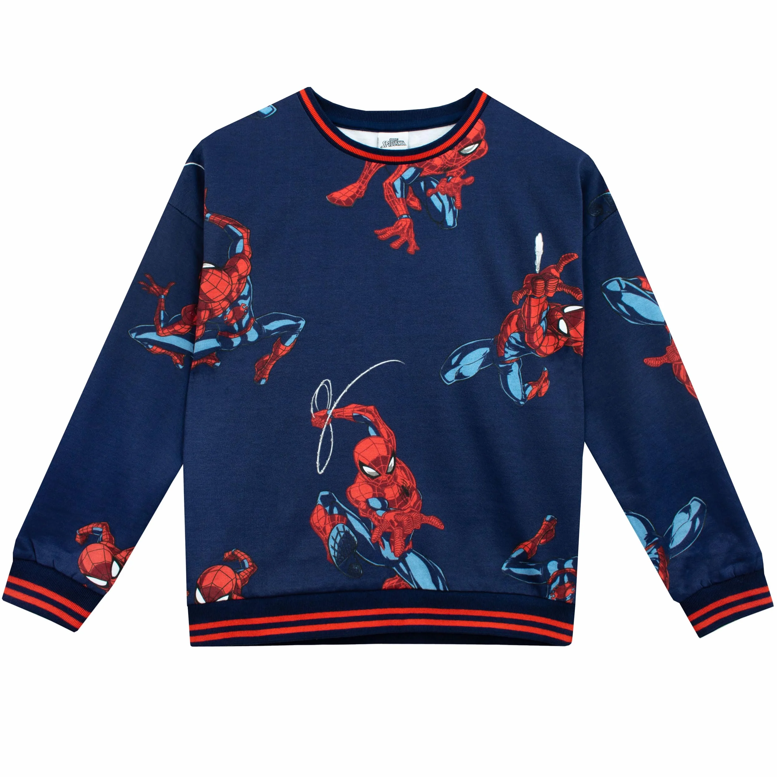 Komplet Spiderman od Marvel dla Chłopców | Bluza i Dresowe Spodnie dla Chłopców | Dres Spiderman dla Dzieci | Rozmiary od 2 do 12 lat | Oficjalna Odzież z Spidermanem Niebieski 128