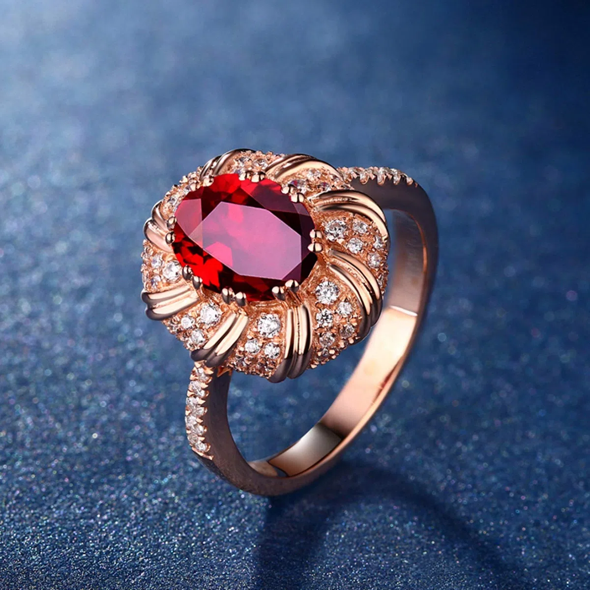 Beydodo Damski pierścionek 750 złoto prawdziwe diamenty kwiat z owalnym rubin 0,55/0,99/1,19 ct pierścionek zaręczynowy różowe złoto e 18 karatów (750) czerwone złoto, 65 cm (20,7 cala), colore: 1.19ct, cod. TLLWGZ3864