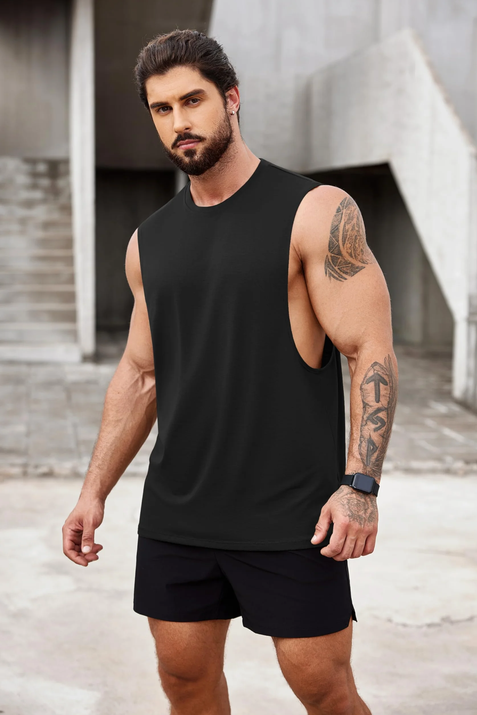 COOFANDY Męski tank top z krótkim rękawem na siłownię, kulturystykę, 2 sztuki